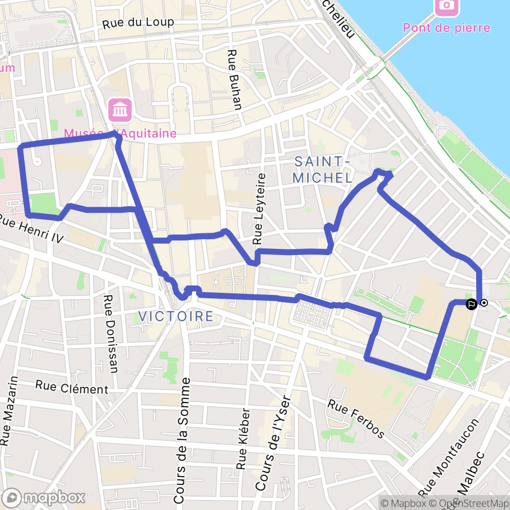 Bordeaux : carte du parcours de randonnée - France
