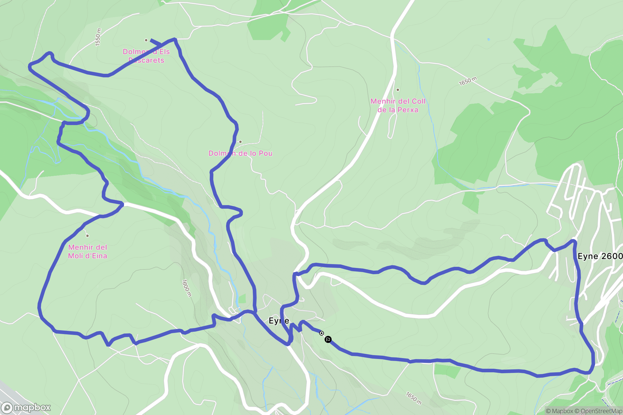 Eyne : carte du parcours de randonnée - France