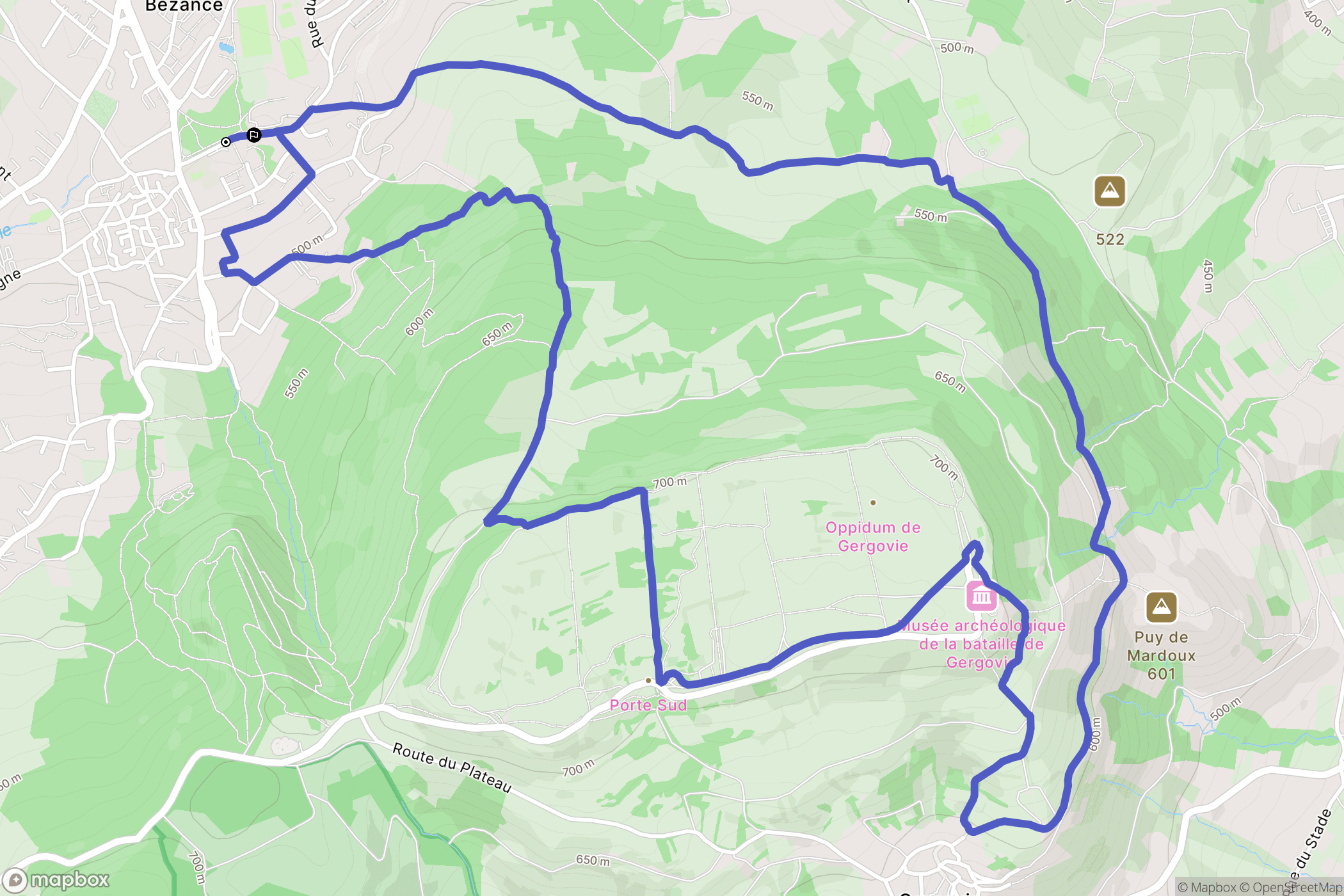 Romagnat : carte du parcours de randonnée - France