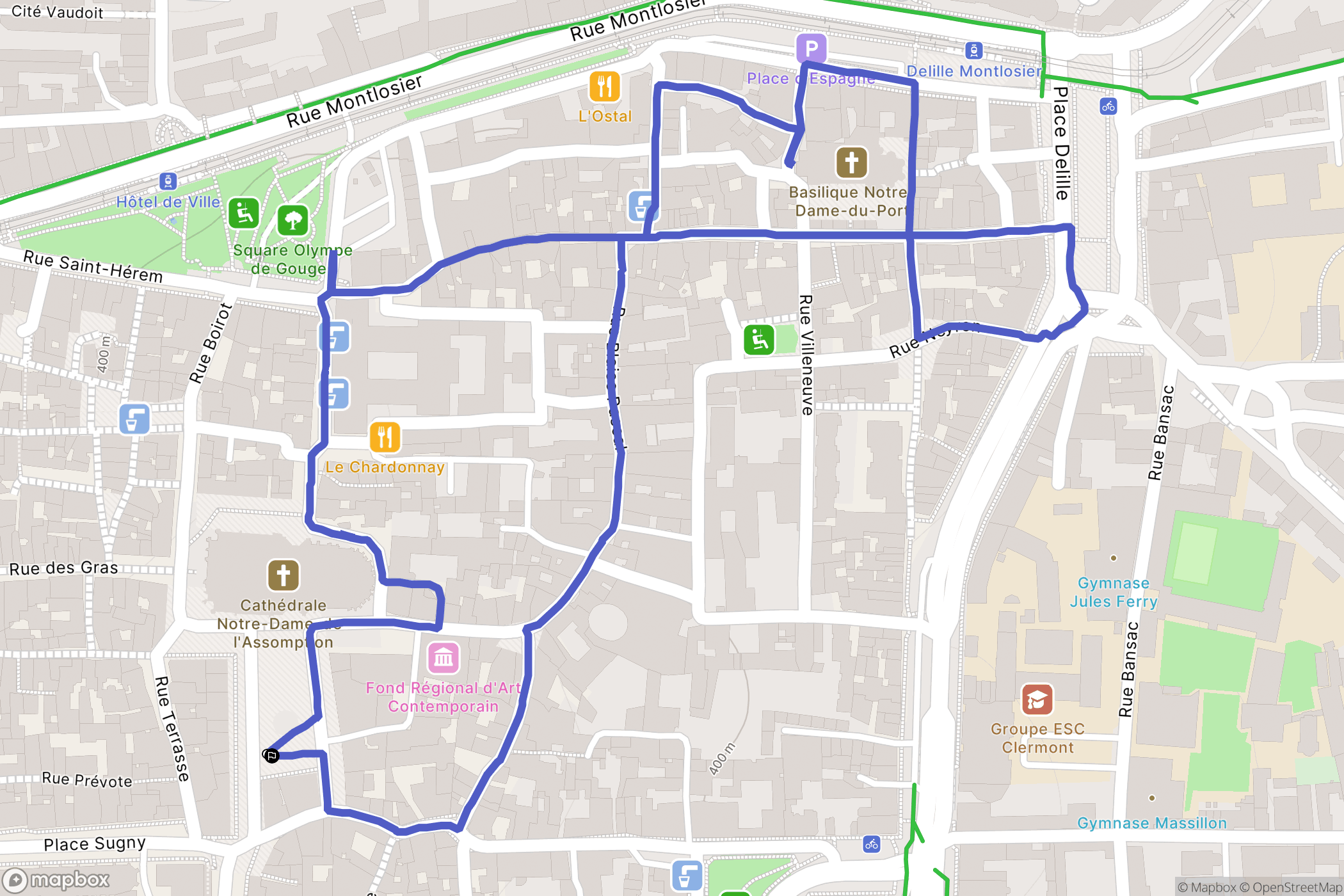 Clermont-Ferrand : carte du parcours de randonnée - France