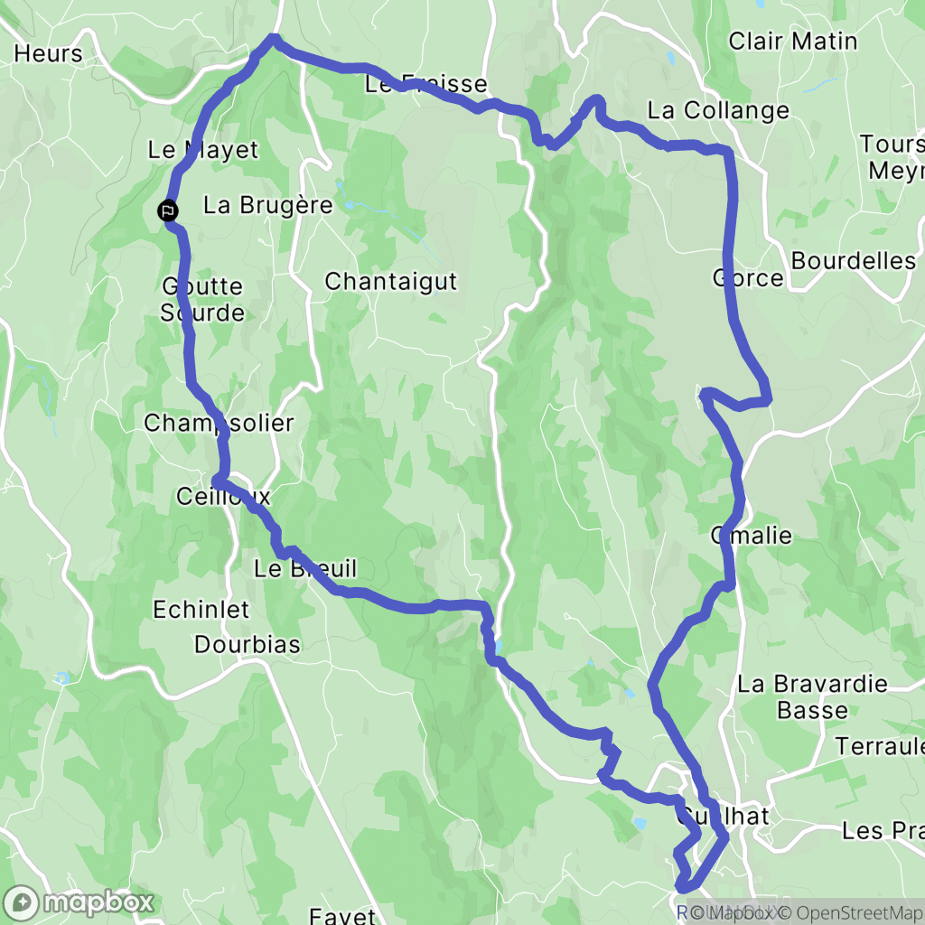 Ceilloux : carte du parcours de randonnée - France