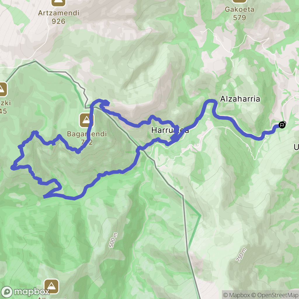 Bidarray : carte du parcours de randonnée - France