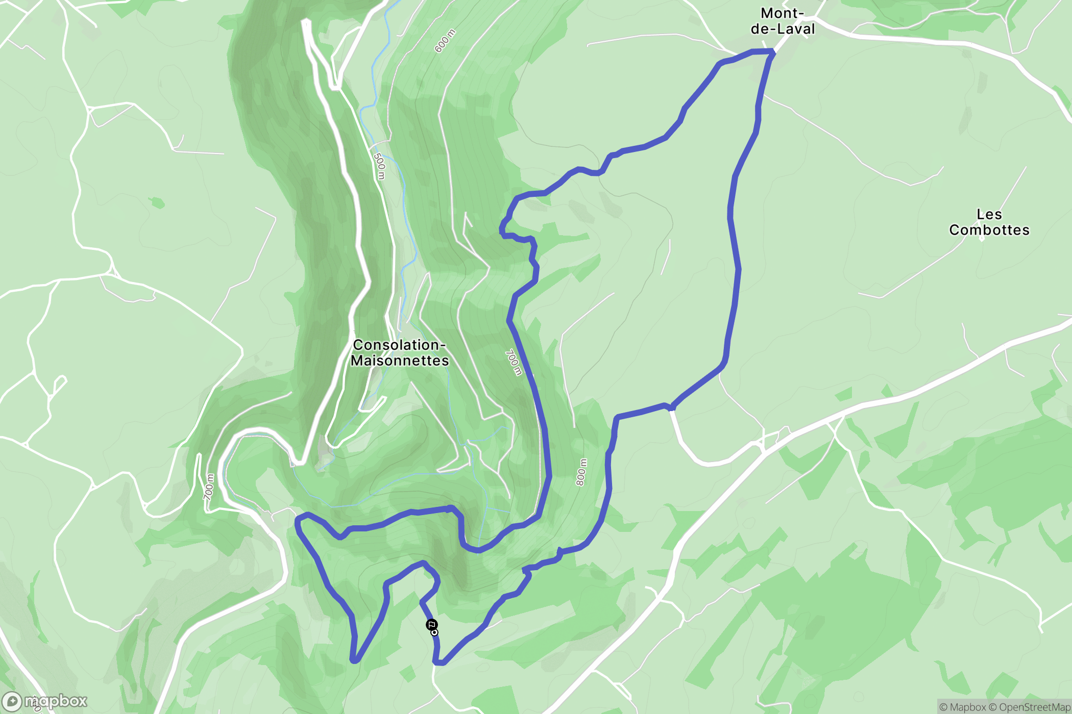 Consolation-Maisonnettes : carte du parcours de randonnée - France