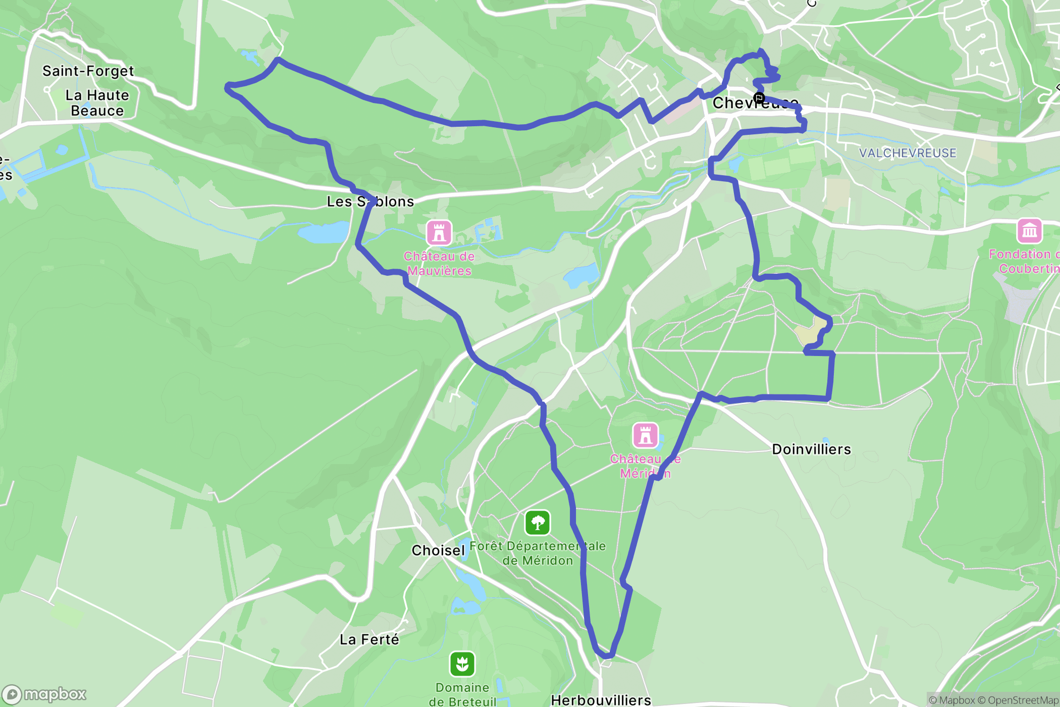 Chevreuse : carte du parcours de randonnée - France
