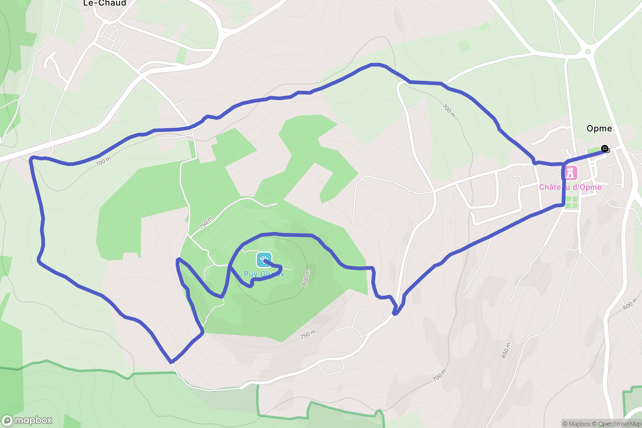 Romagnat : carte du parcours de randonnée - France