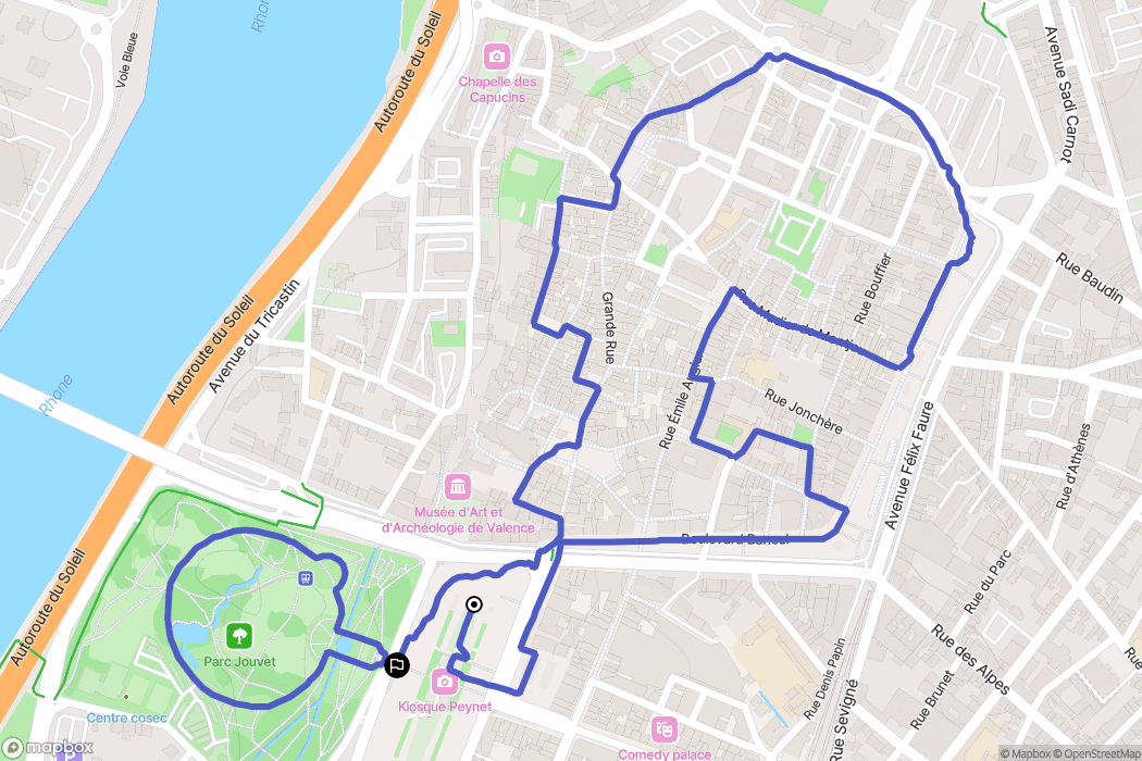 Valence : carte du parcours de randonnée - France