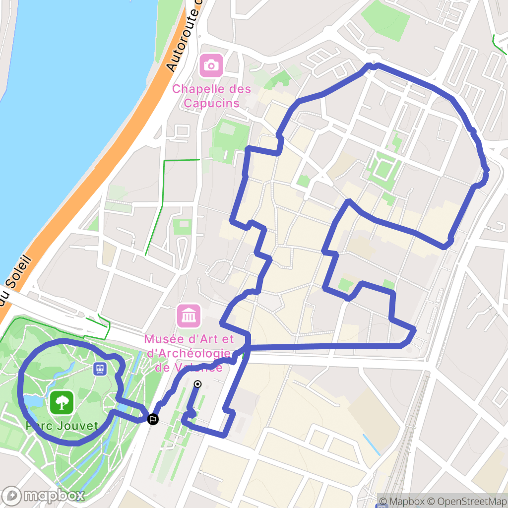 Valence : carte du parcours de randonnée - France