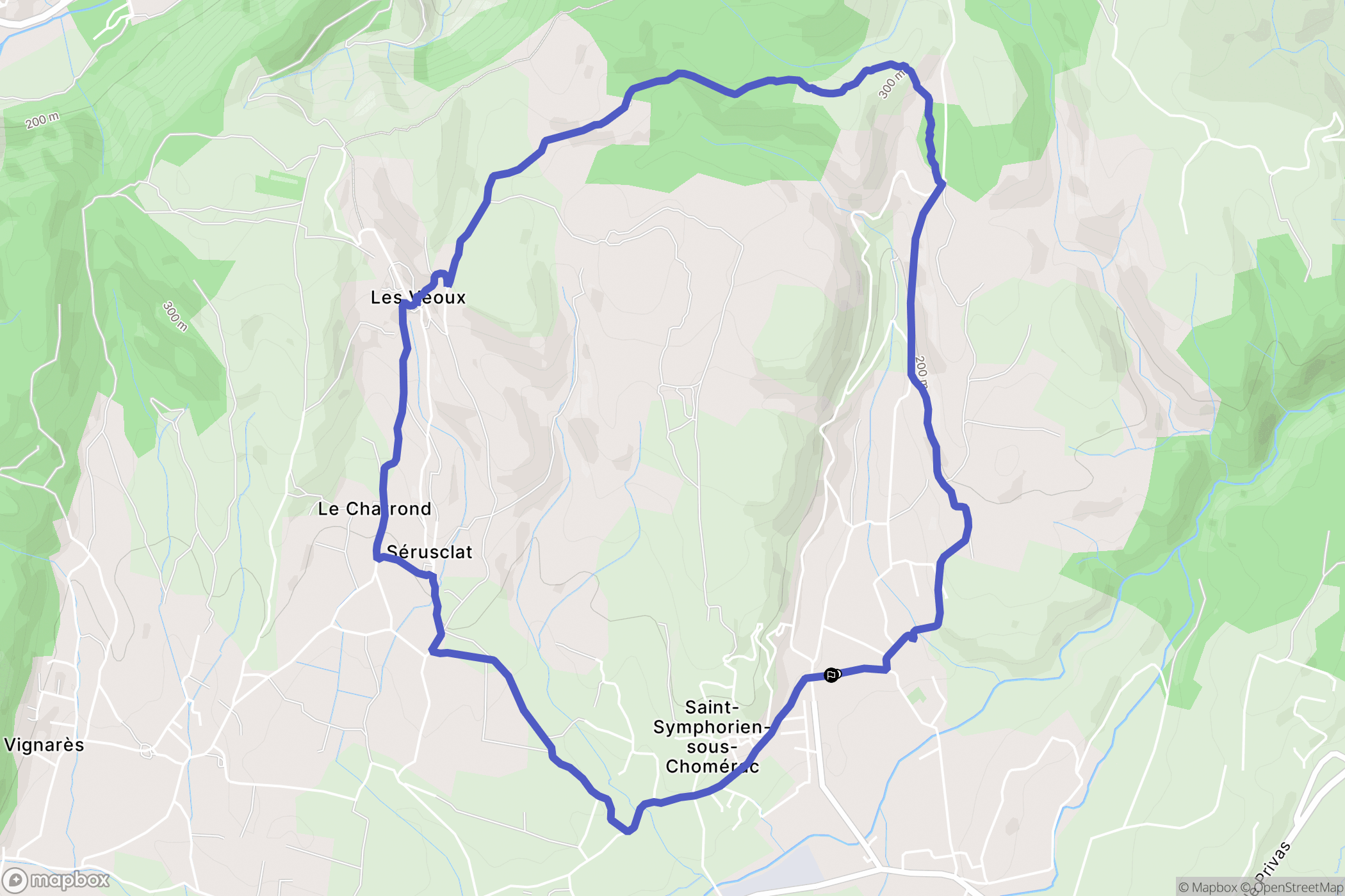 Saint-Symphorien-sous-Chomérac : carte du parcours de randonnée - France