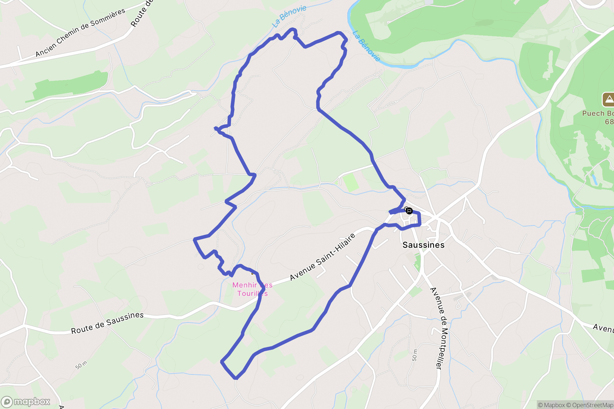 Saussines : carte du parcours de randonnée - France
