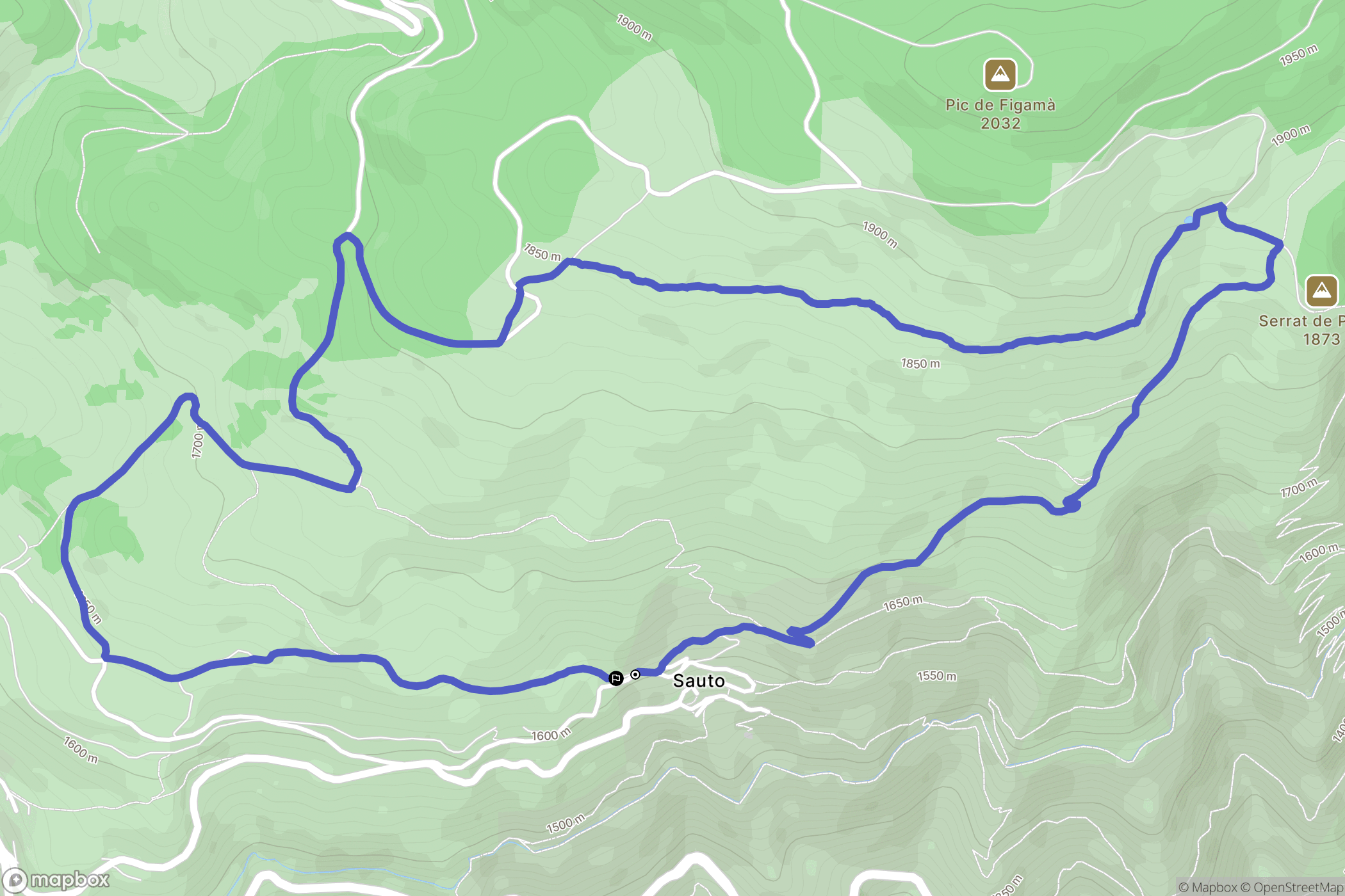 Sauto : carte du parcours de randonnée - France