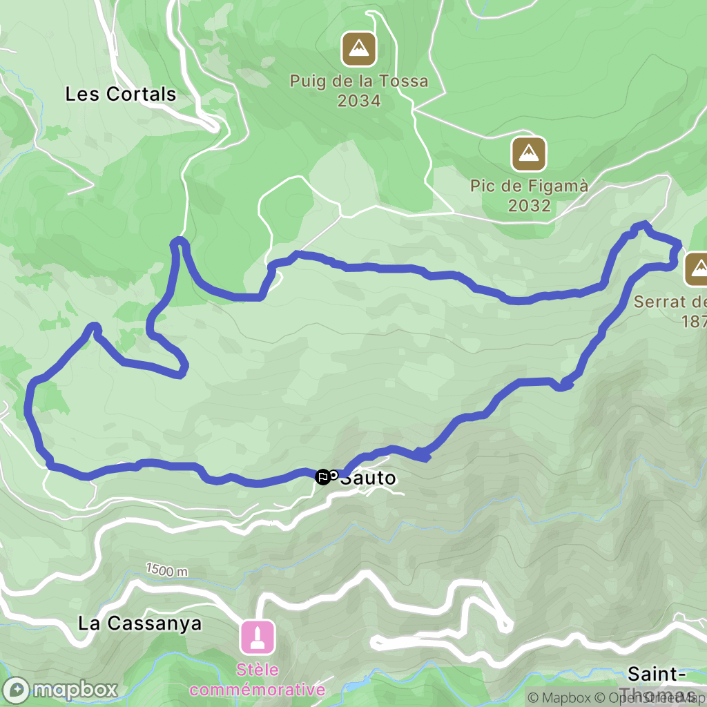 Sauto : carte du parcours de randonnée - France