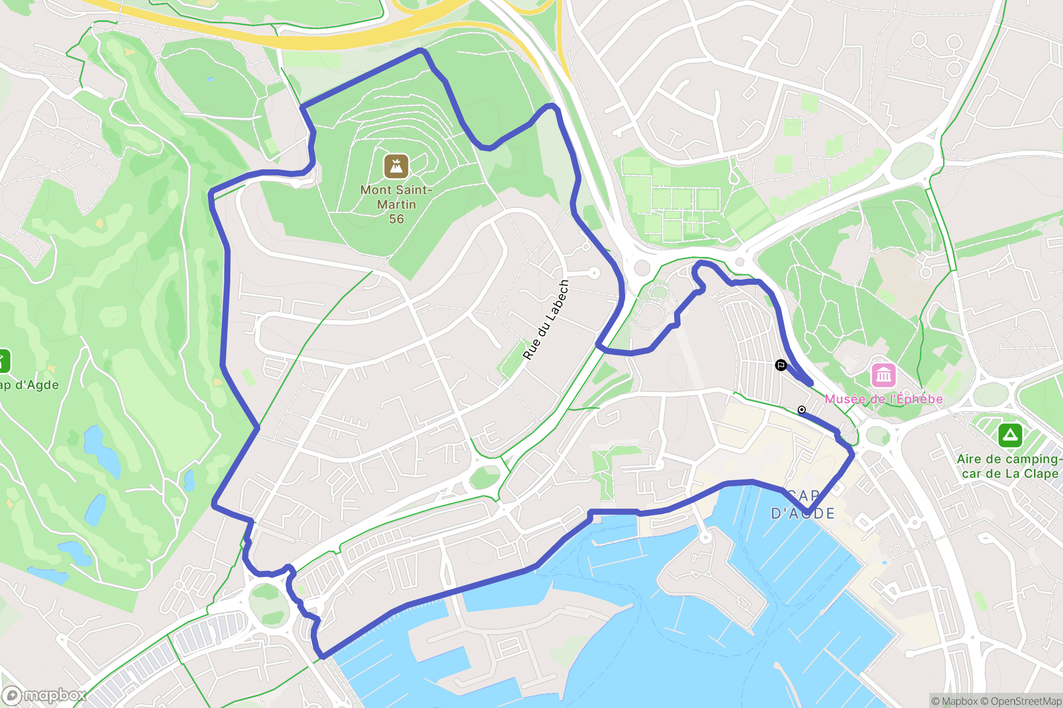 Agde : carte du parcours de randonnée - France