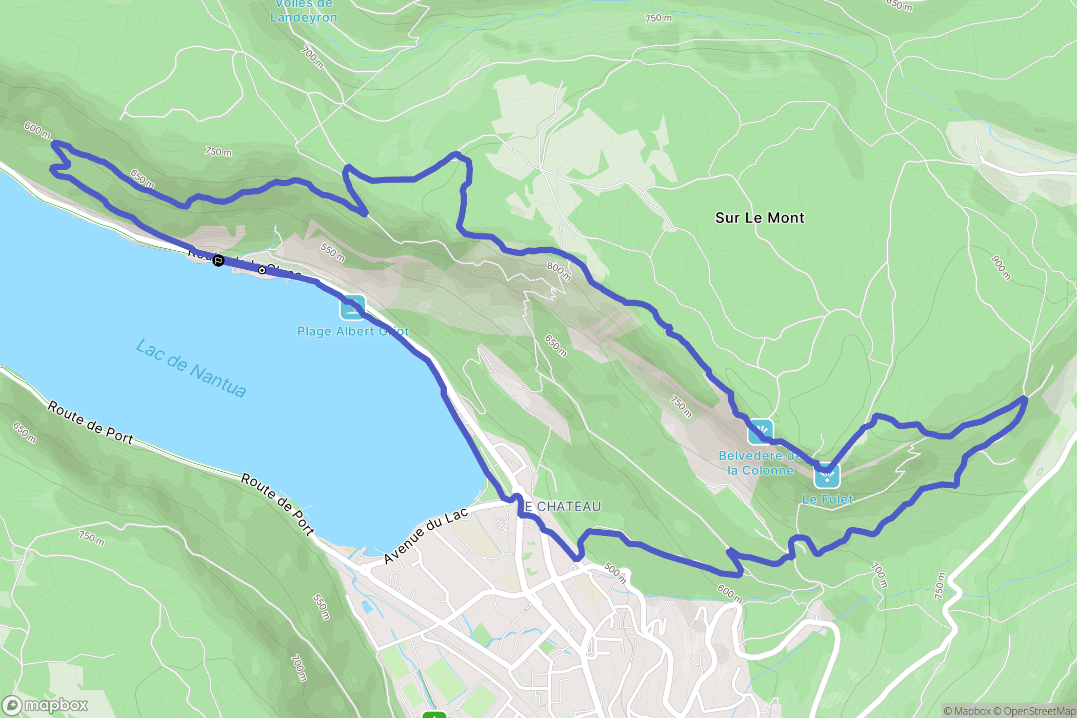 Nantua : carte du parcours de randonnée - France