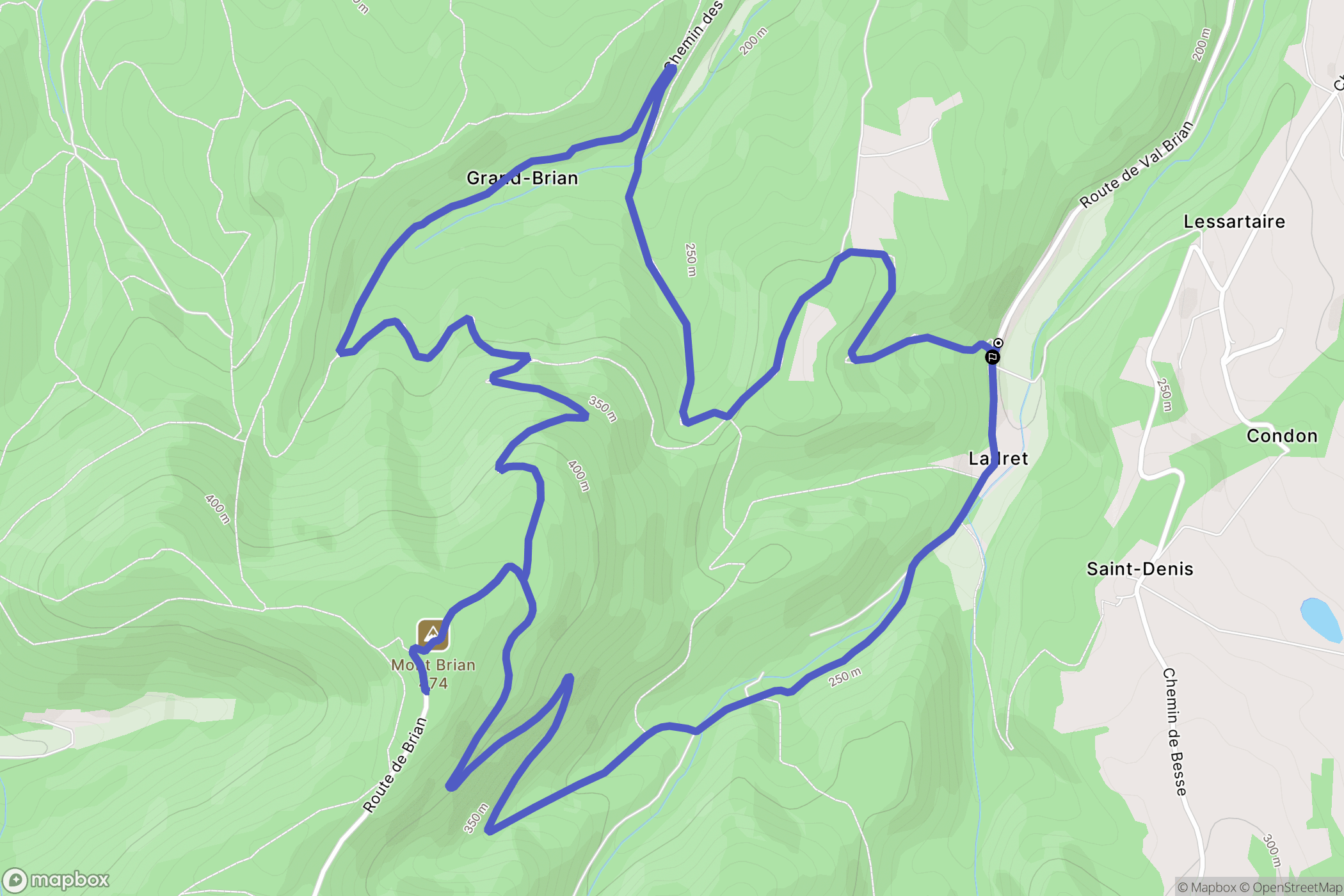 Grane : carte du parcours de randonnée - France