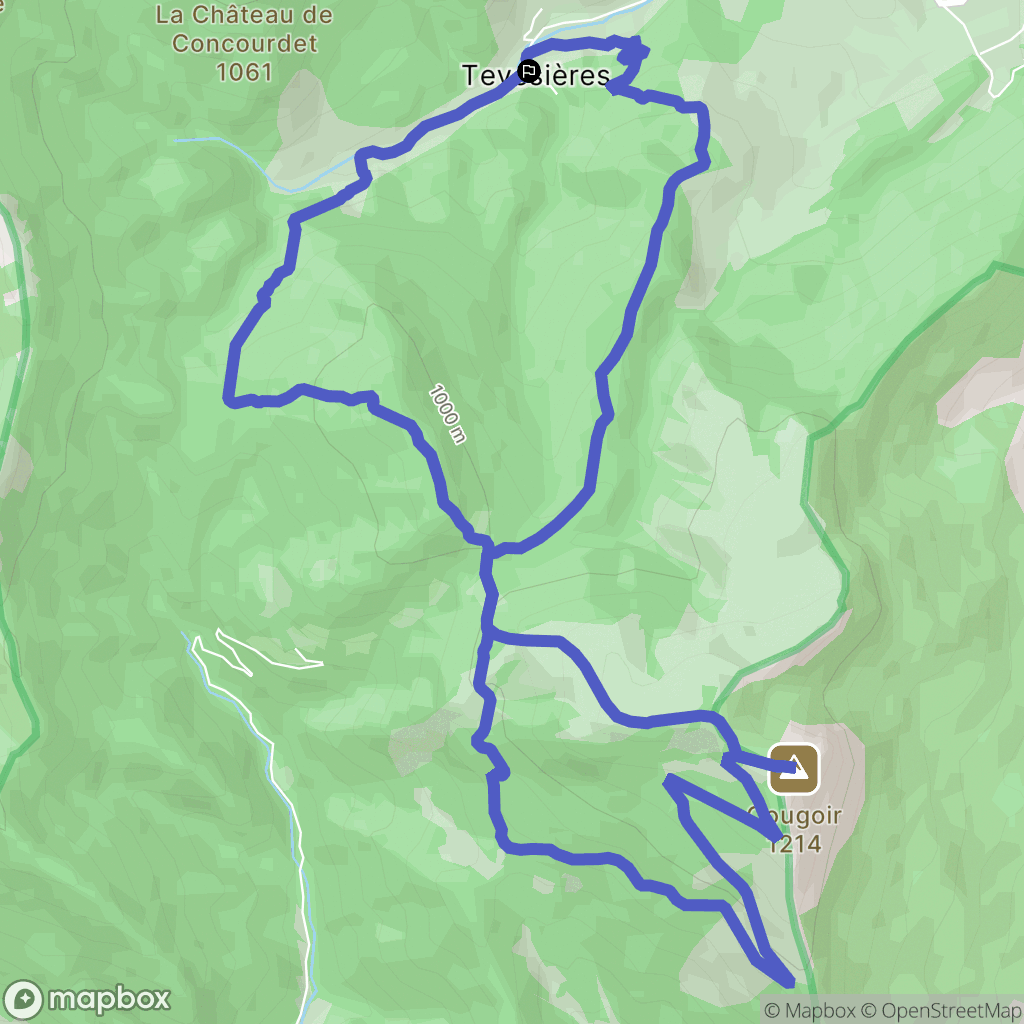 Teyssières : carte du parcours de randonnée - France