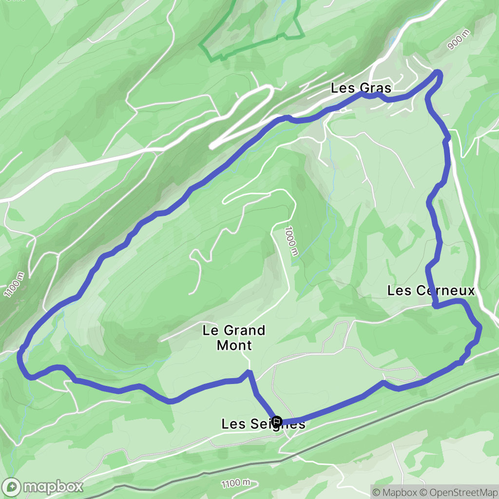 Les Gras : carte du parcours de randonnée - France