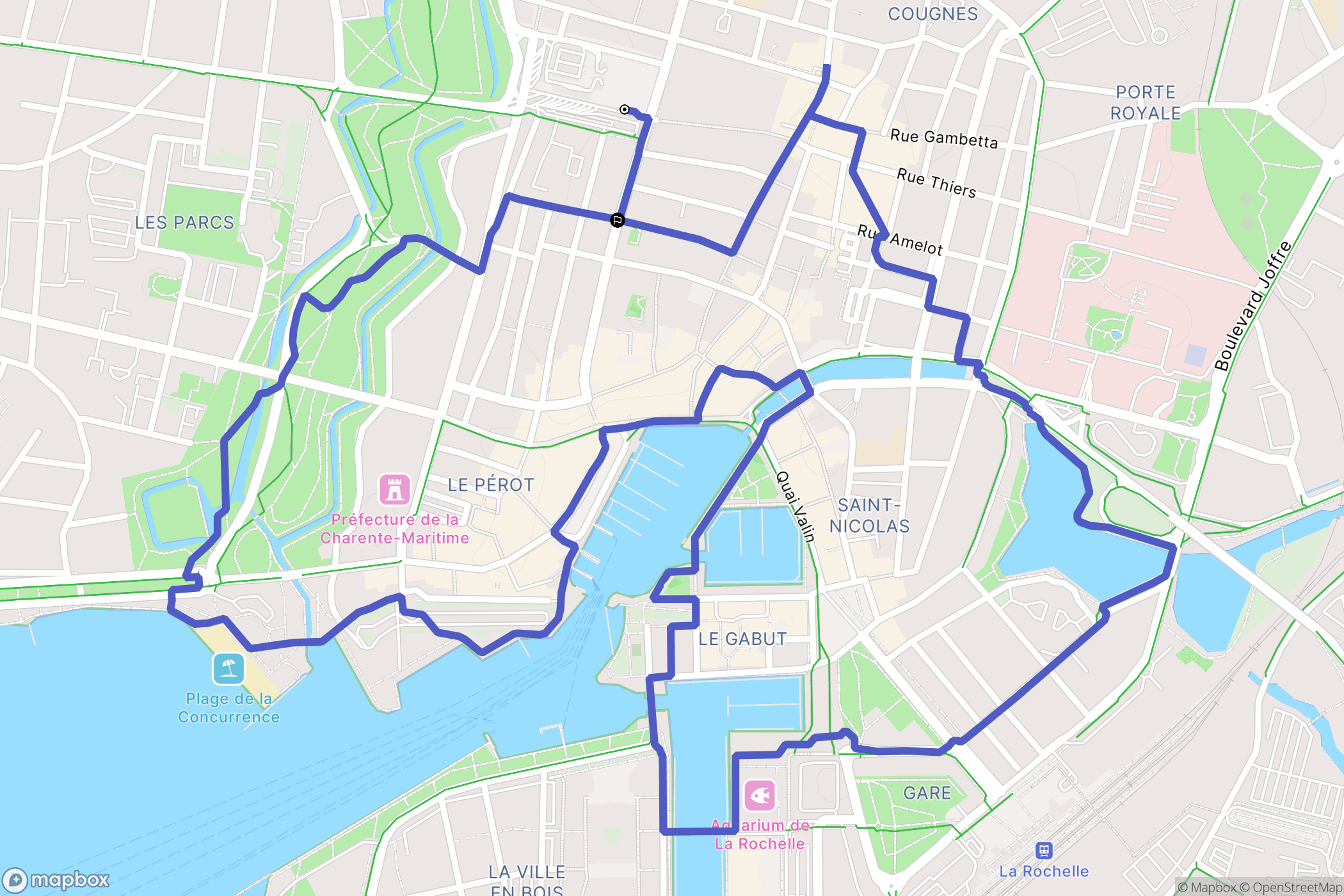 La Rochelle : carte du parcours de randonnée - France