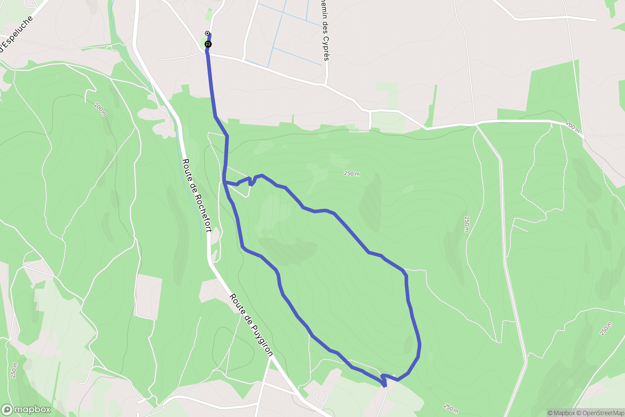 Puygiron : carte du parcours de randonnée - France