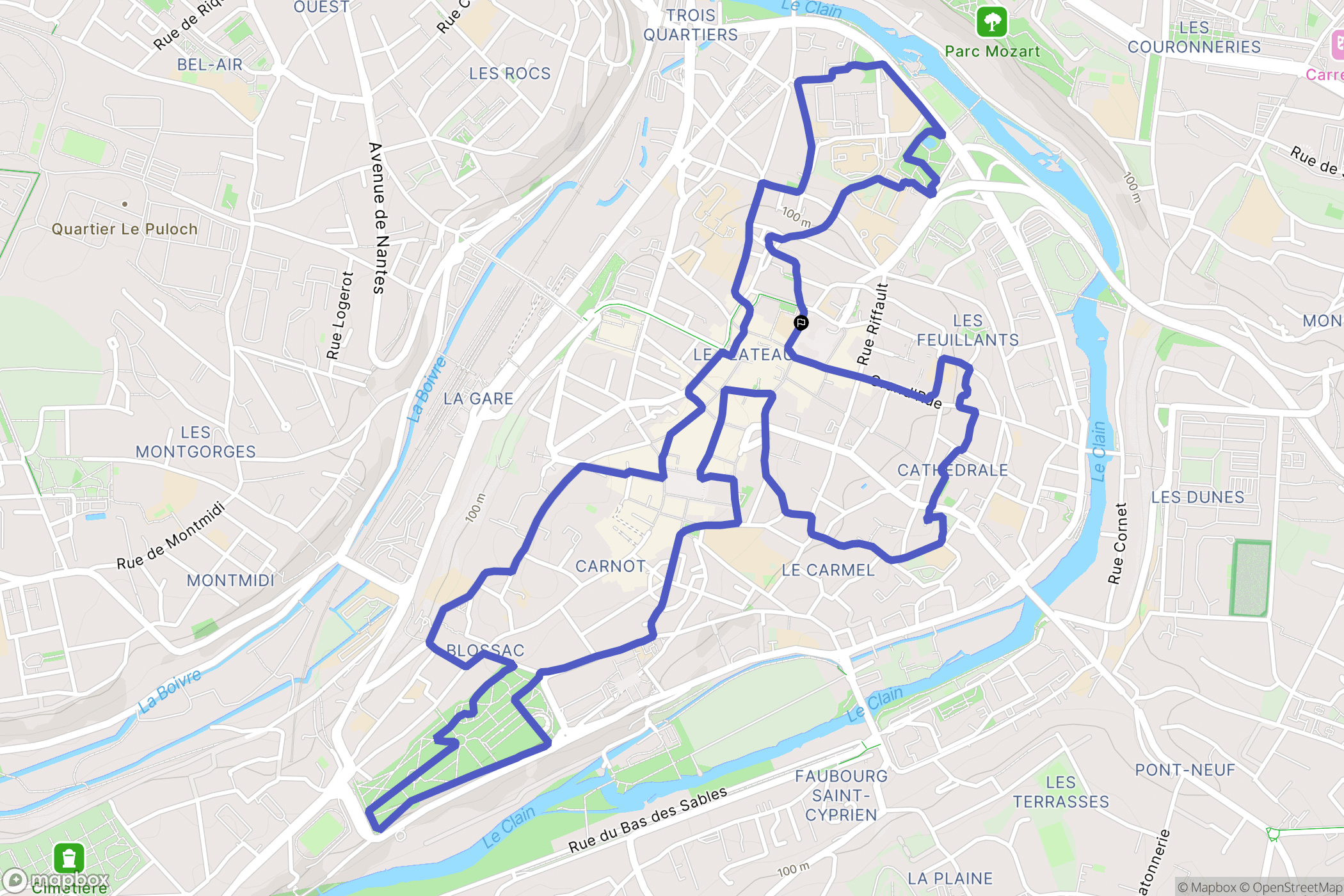 Poitiers : carte du parcours de randonnée - France