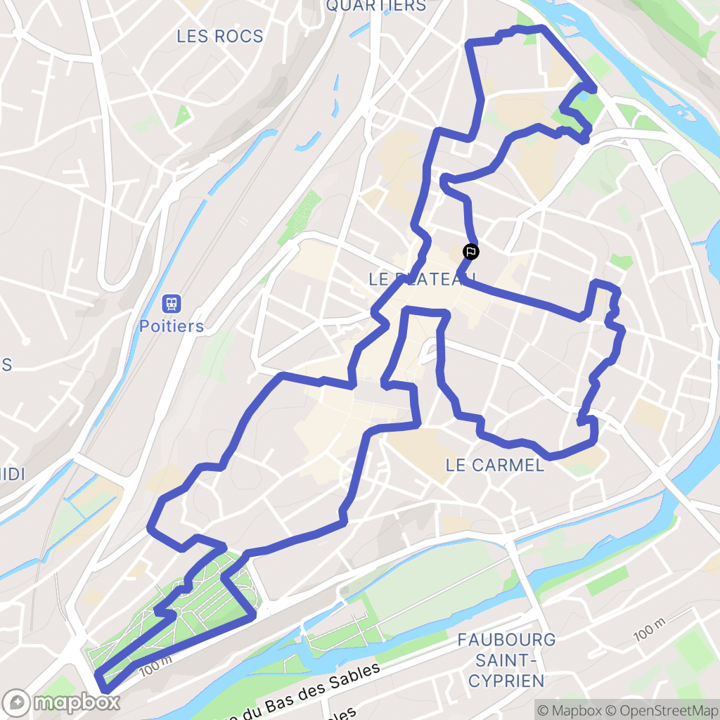 Poitiers : carte du parcours de randonnée - France