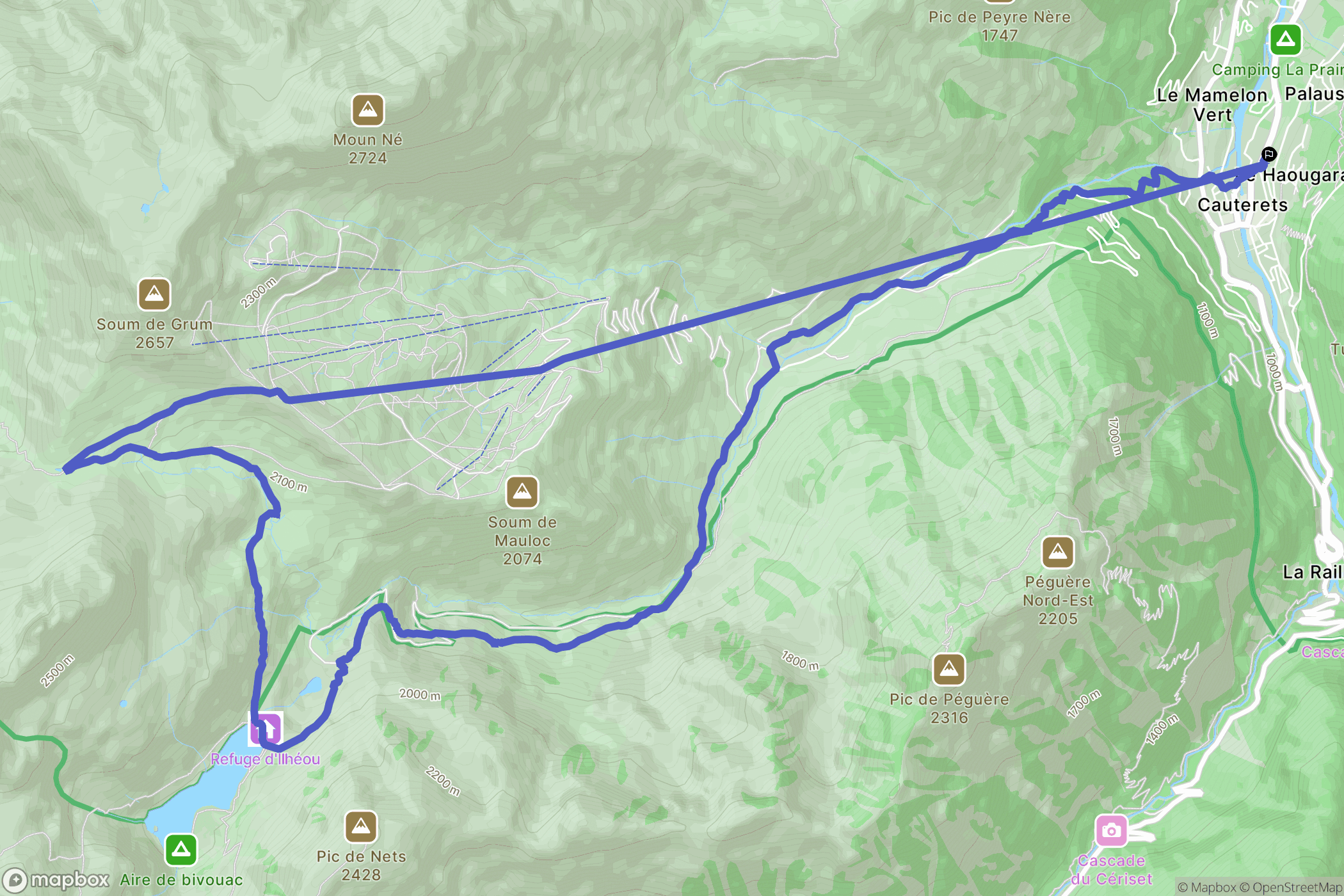 Cauterets : carte du parcours de randonnée - France