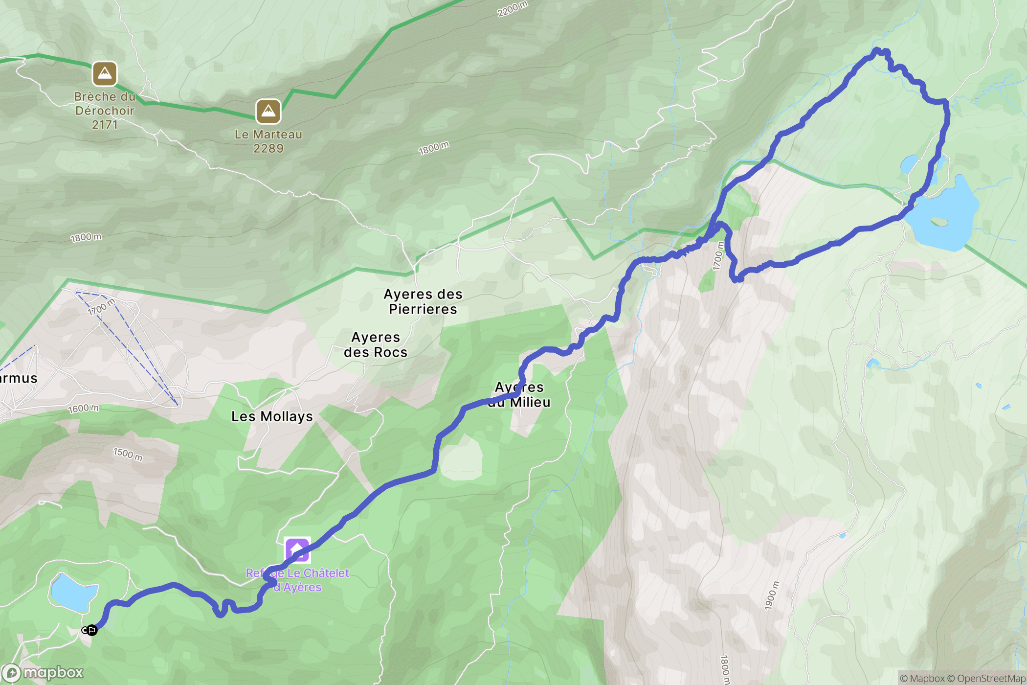 Passy Plaine Joux : carte du parcours de randonnée - France