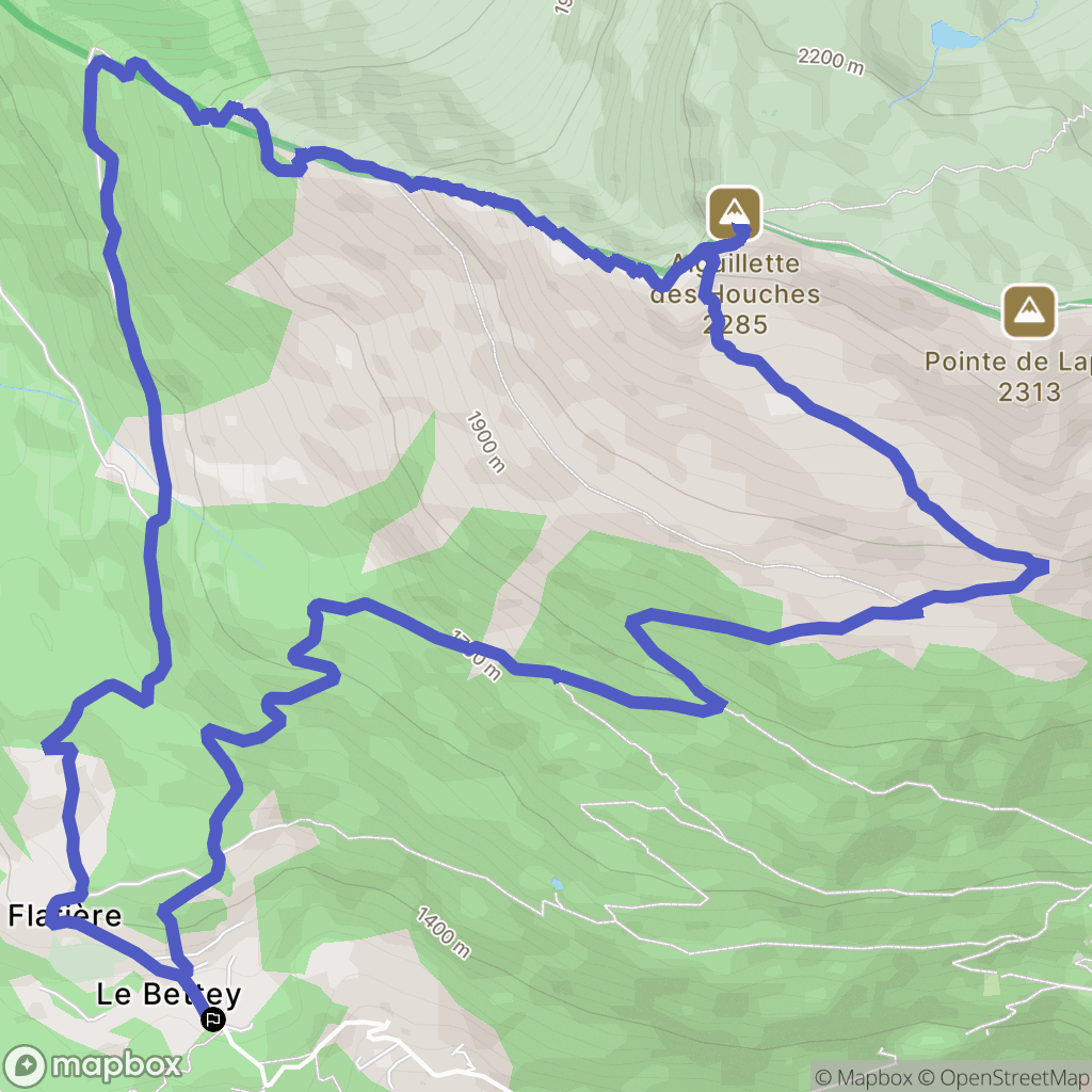 Les Houches : carte du parcours de randonnée - France