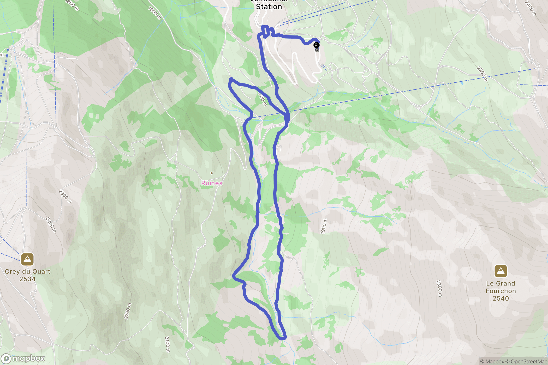 Valmeinier : carte du parcours de randonnée - France