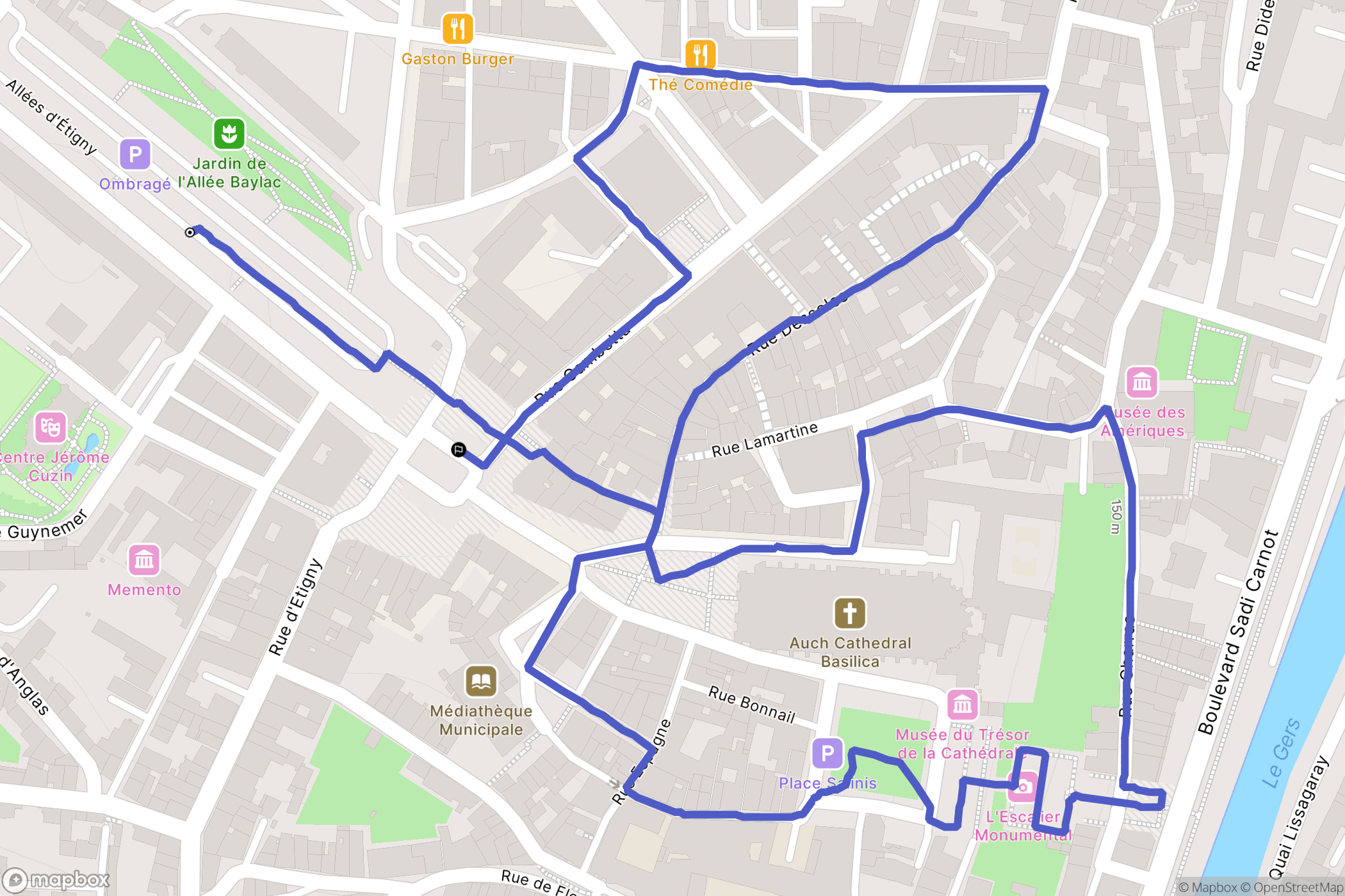 Auch : carte du parcours de randonnée - France