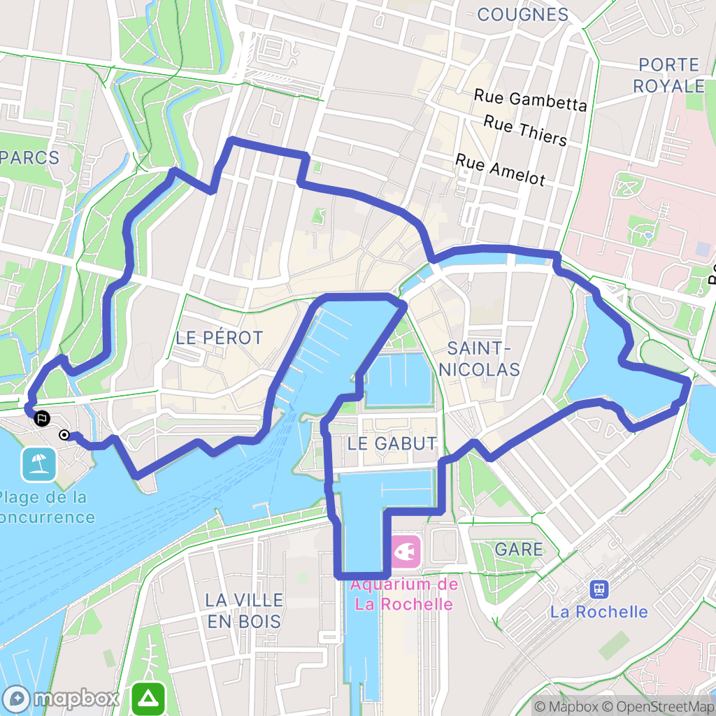 La Rochelle : carte du parcours de randonnée - France