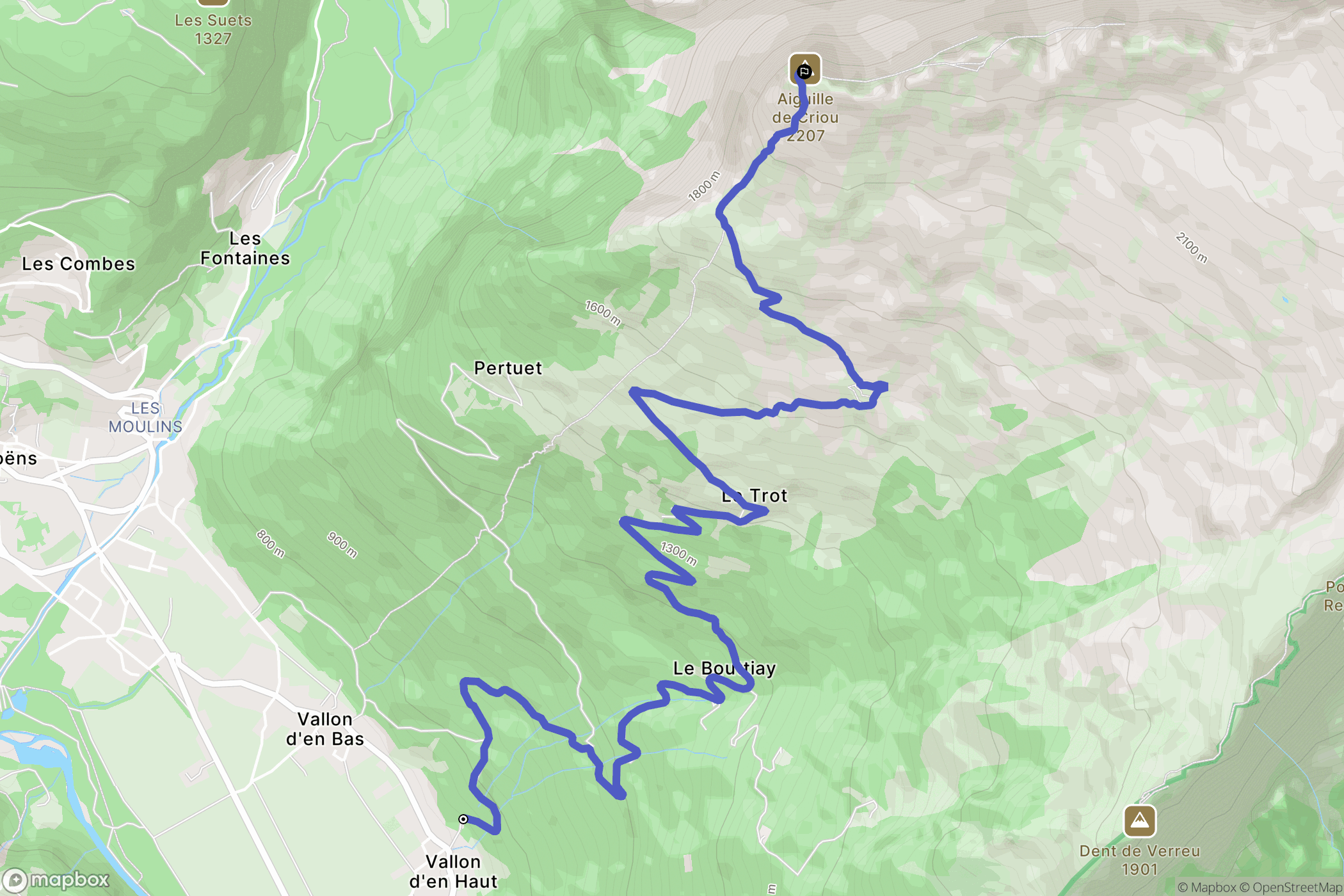 Vallon d'en Haut, Samoëns : carte du parcours de randonnée - France
