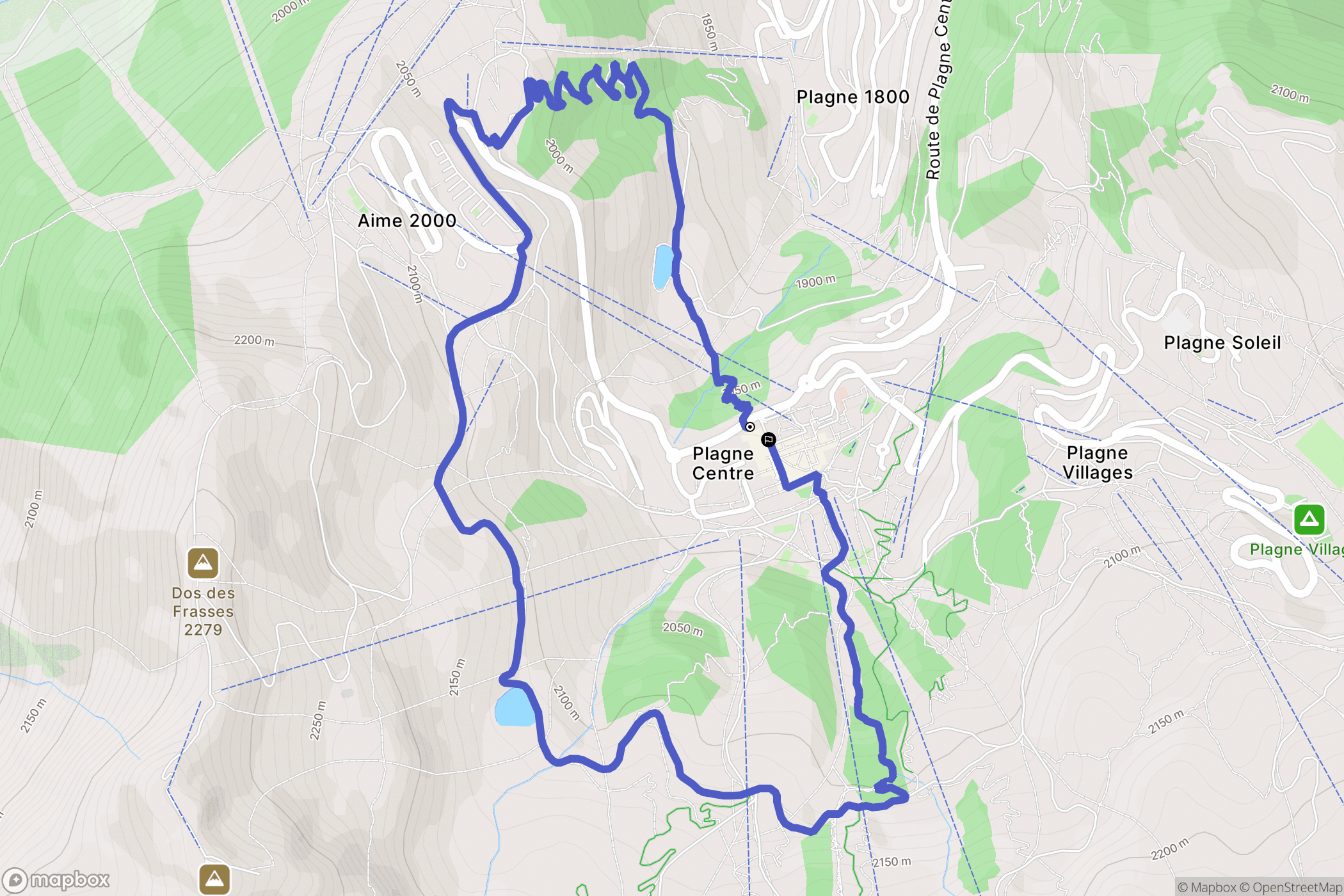 La Plagne : carte du parcours de randonnée - France