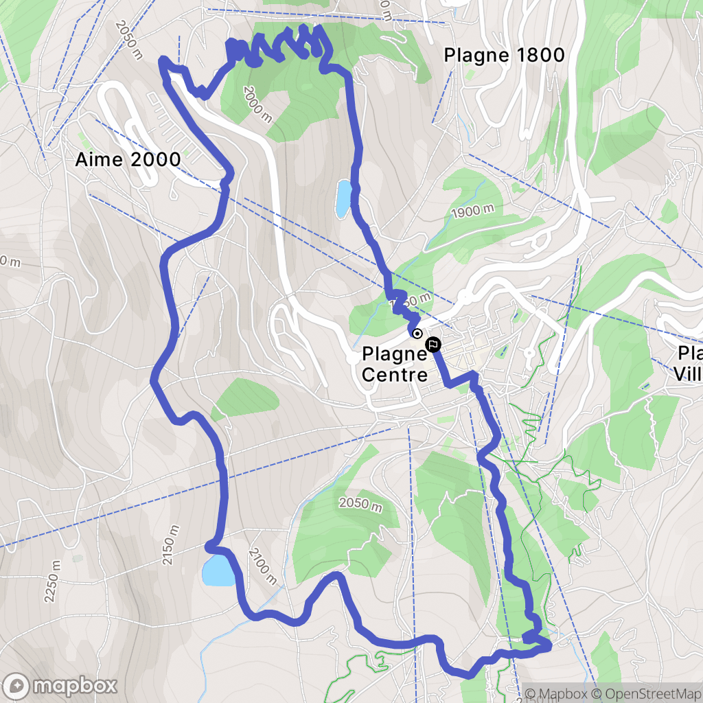 La Plagne : carte du parcours de randonnée - France