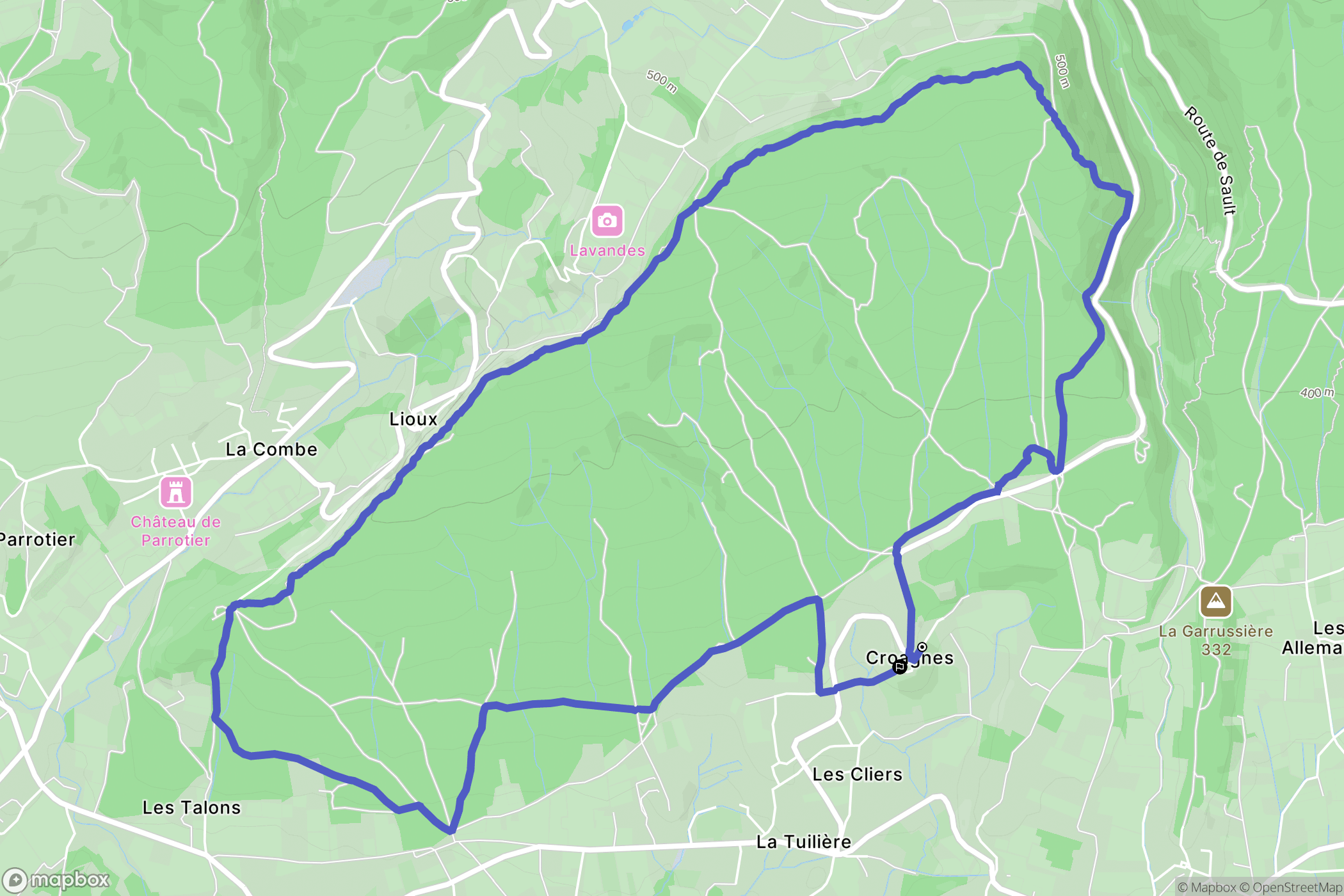 Saint-Saturnin-lès-Apt : carte du parcours de randonnée - France