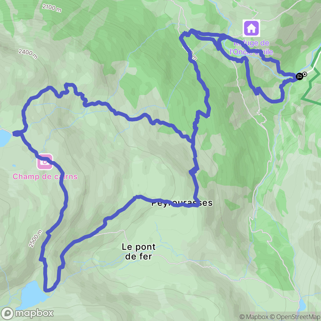 Dormillouse, Freissinières : carte du parcours de randonnée - France