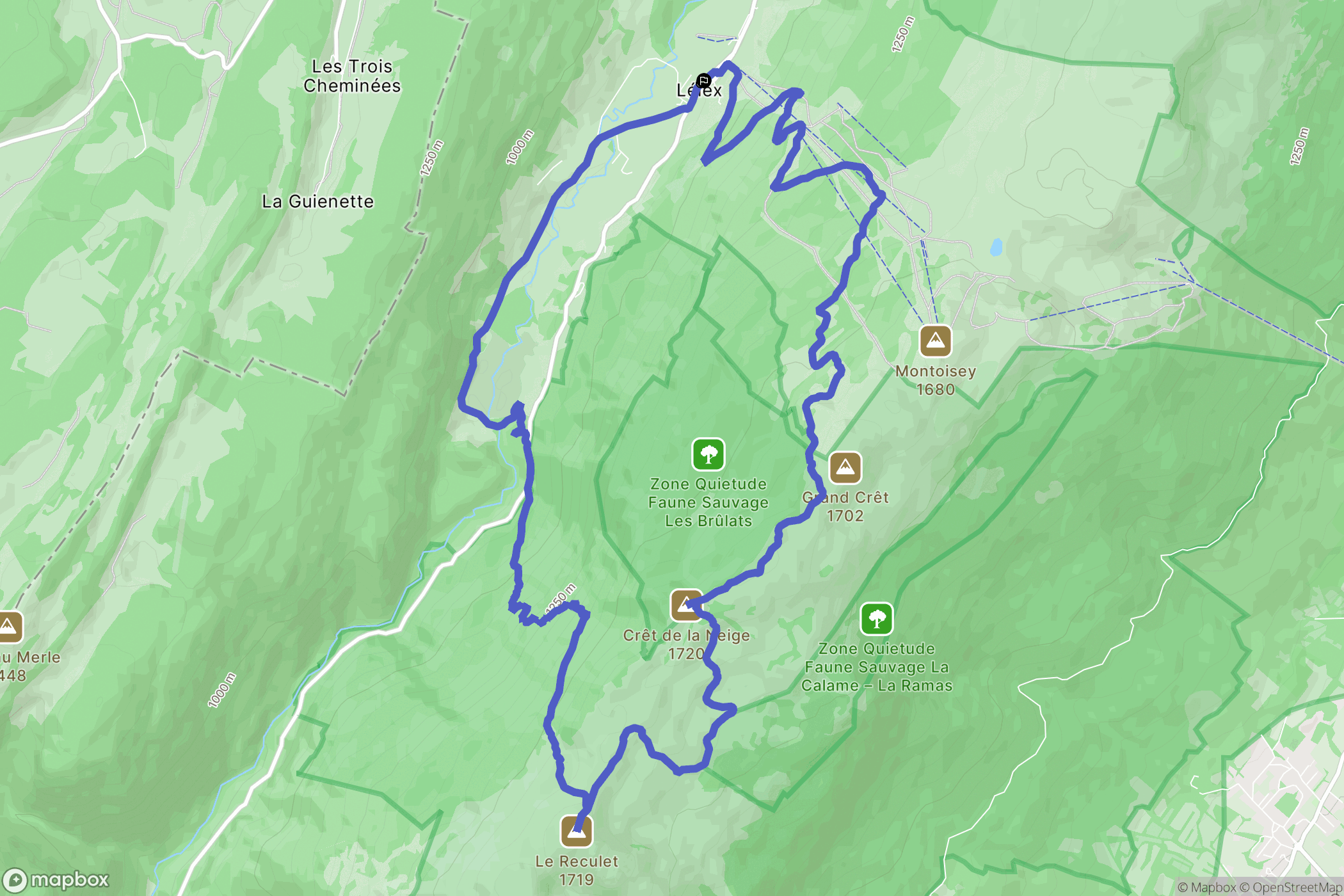 Lélex : carte du parcours de randonnée - France