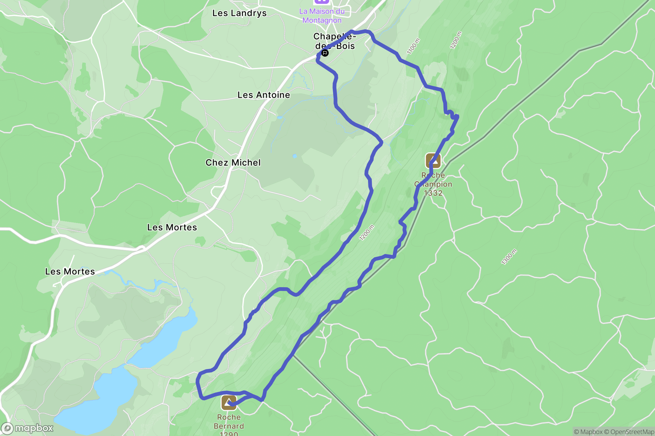 Chapelle-des-Bois : carte du parcours de randonnée - France