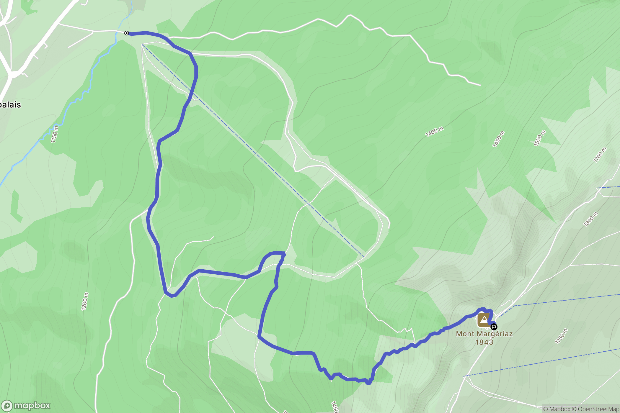 Les Déserts : carte du parcours de randonnée - France