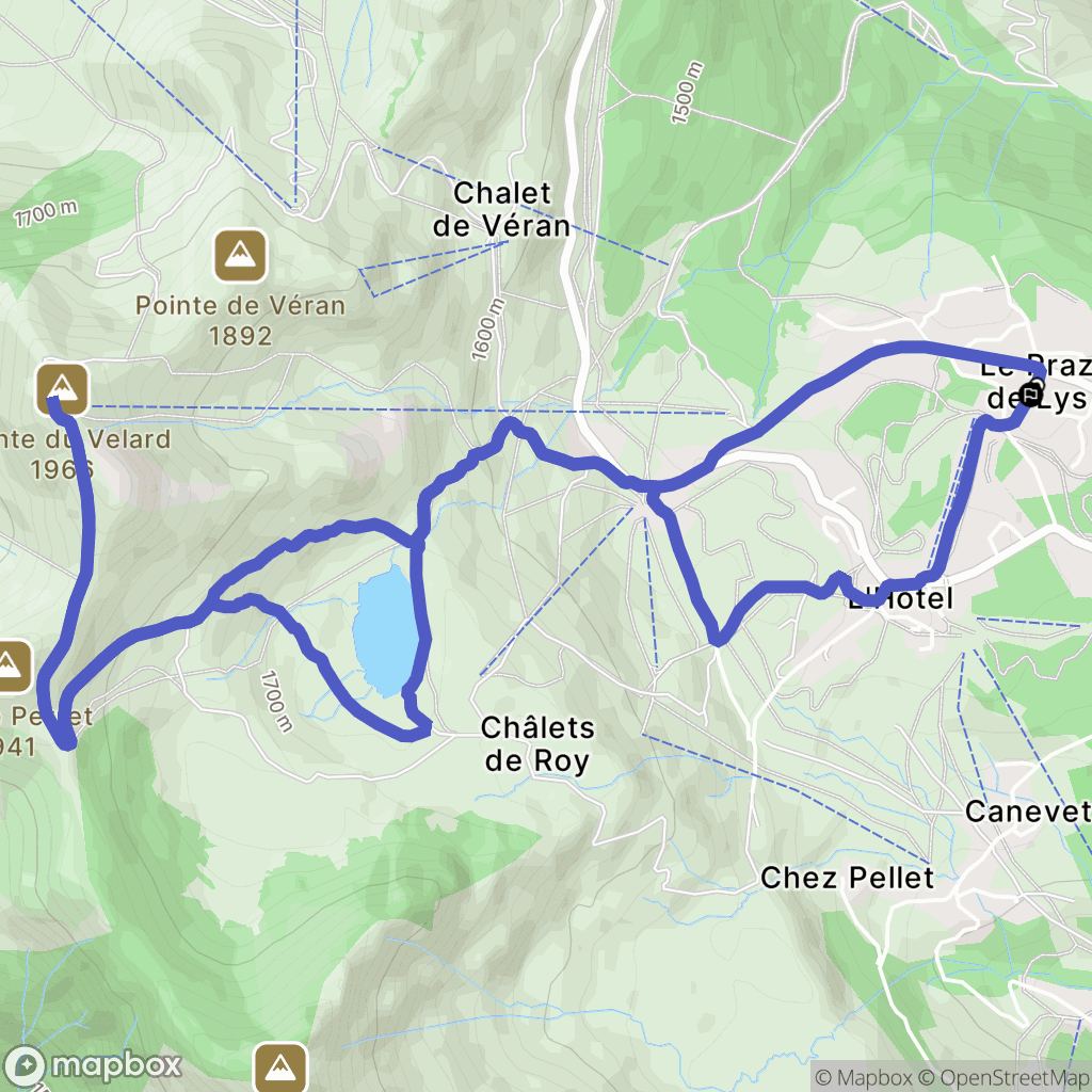Le Praz de Lys, Taninges : carte du parcours de randonnée - France
