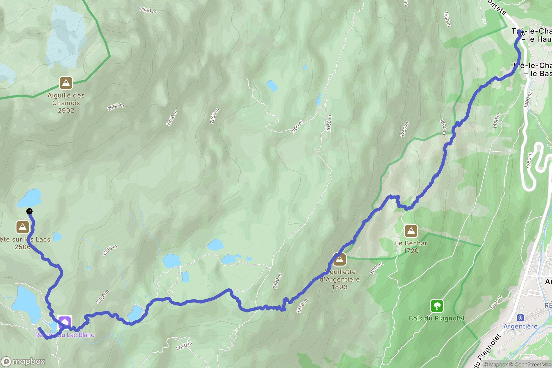 Tré-le-Champ-le-Haut, Argentière: routekaart voor buitenactiviteiten - France