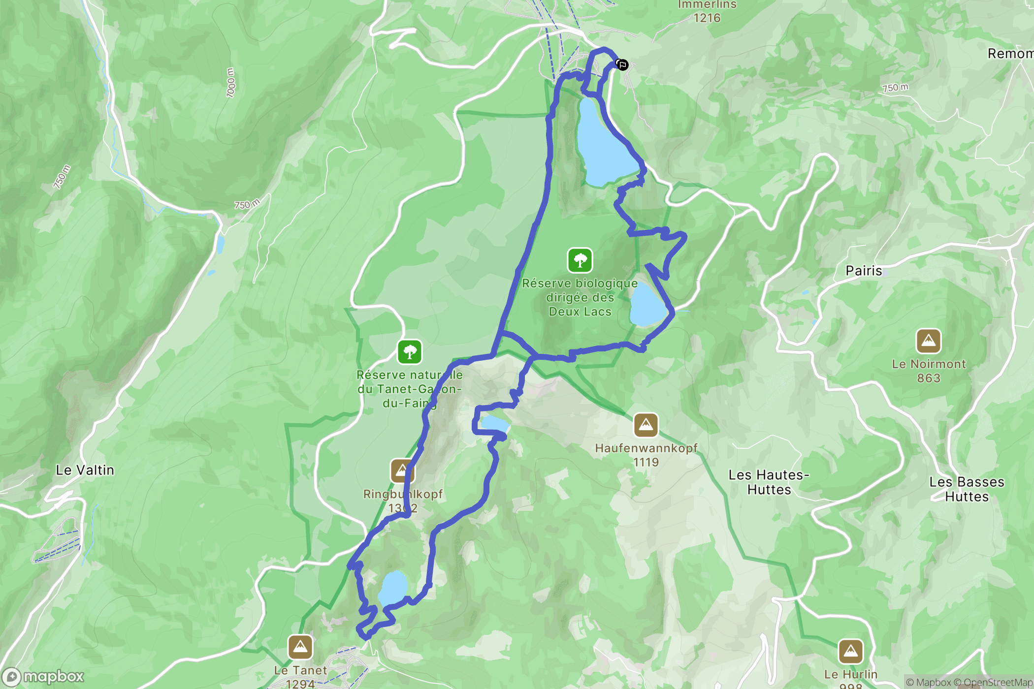 Orbey : carte du parcours de randonnée - France