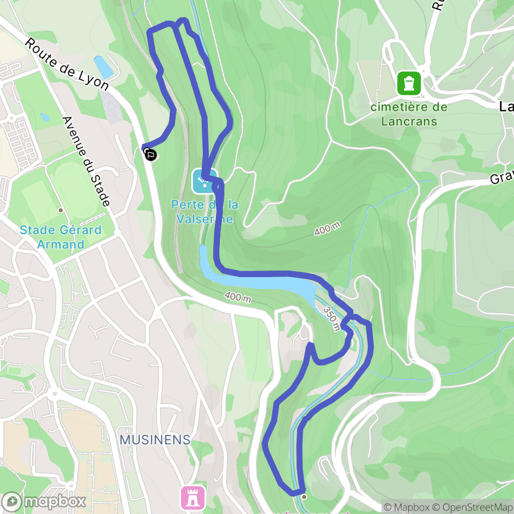 Valserhône : carte du parcours de randonnée - France
