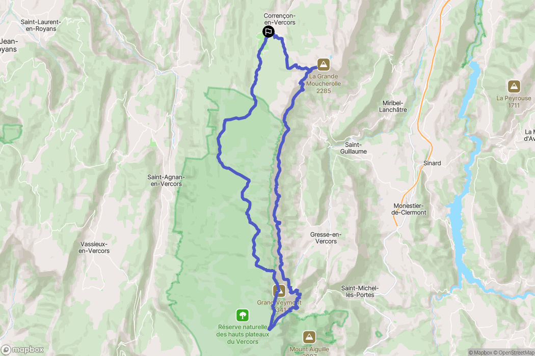 Corrençon-en-Vercors : carte du parcours de randonnée - France