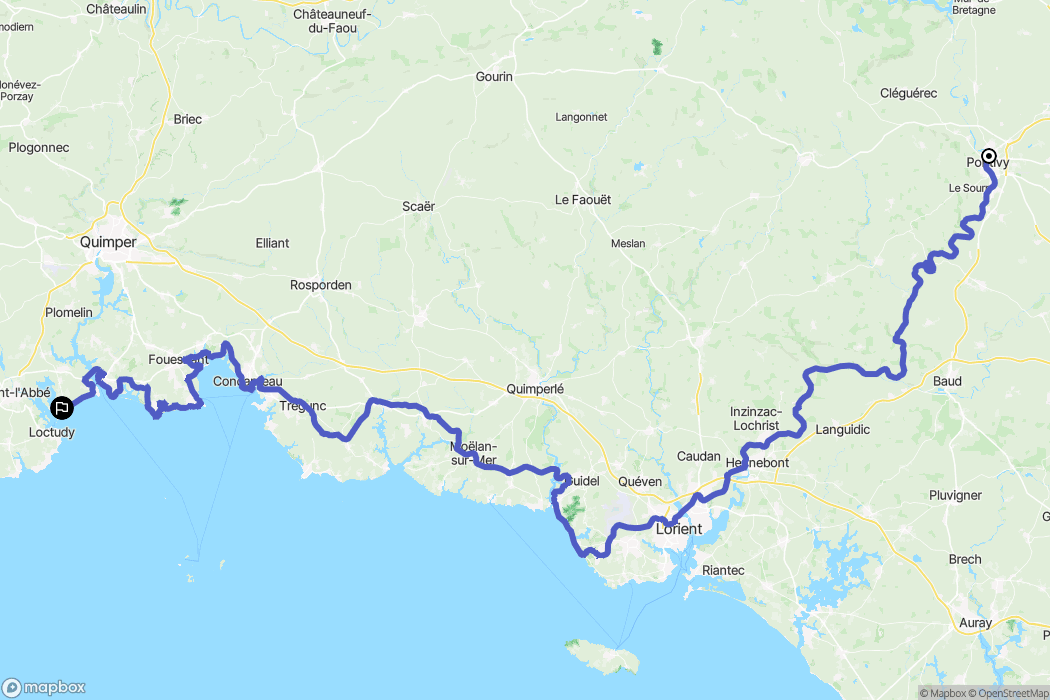 Pontivy : carte du parcours de randonnée - France