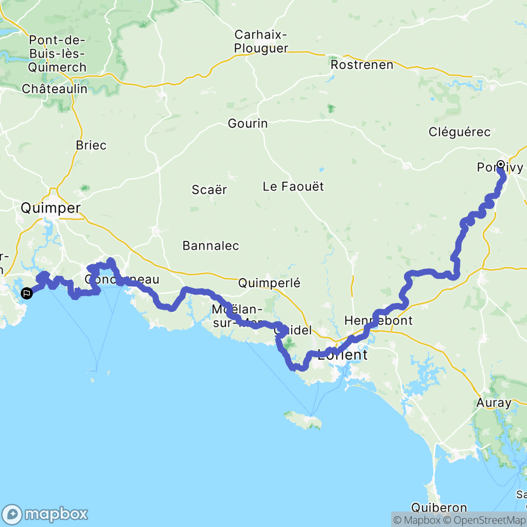 Pontivy : carte du parcours de randonnée - France