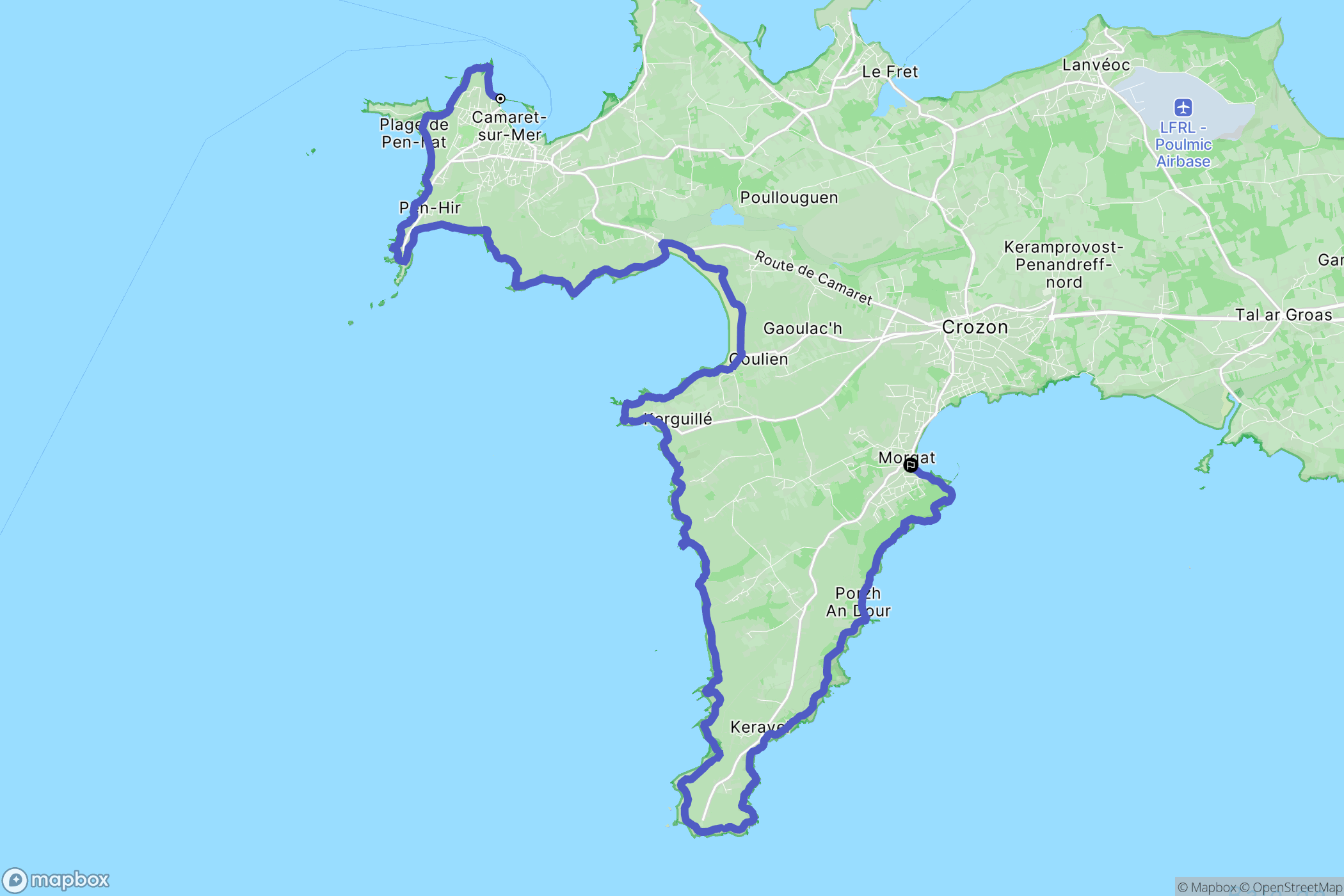 Camaret-sur-Mer : carte du parcours de randonnée - France