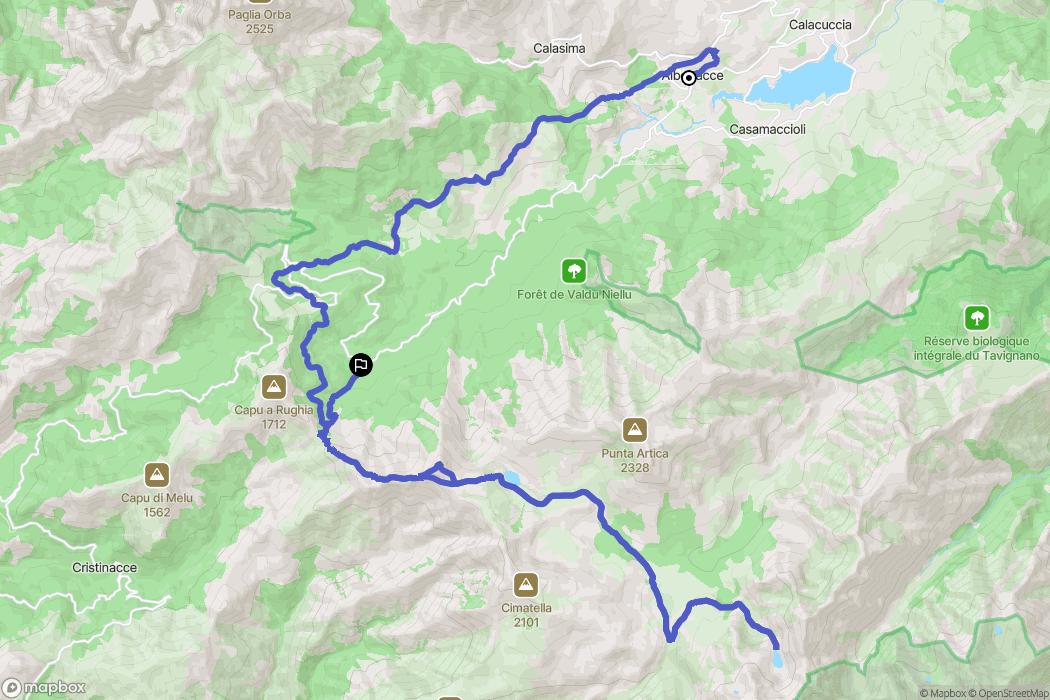 Albertacce : carte du parcours de randonnée - France