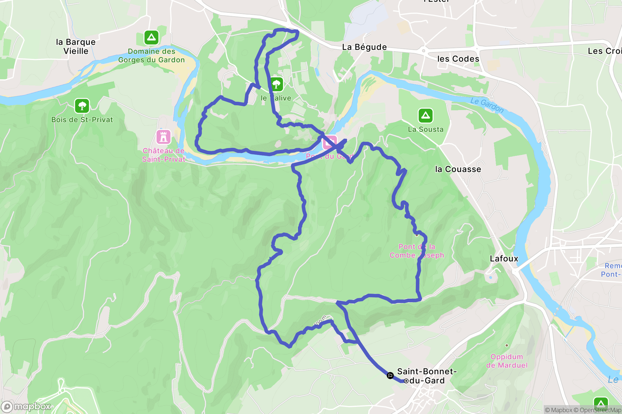 Saint-Bonnet-du-Gard : carte du parcours de randonnée - France