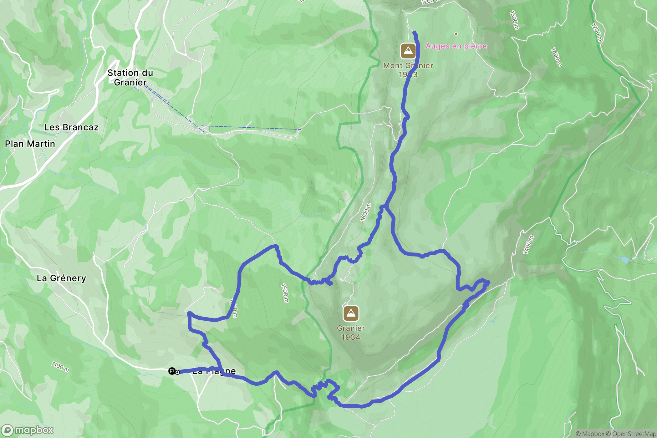 La Plagne, Entremont-le-Vieux : carte du parcours de randonnée - France
