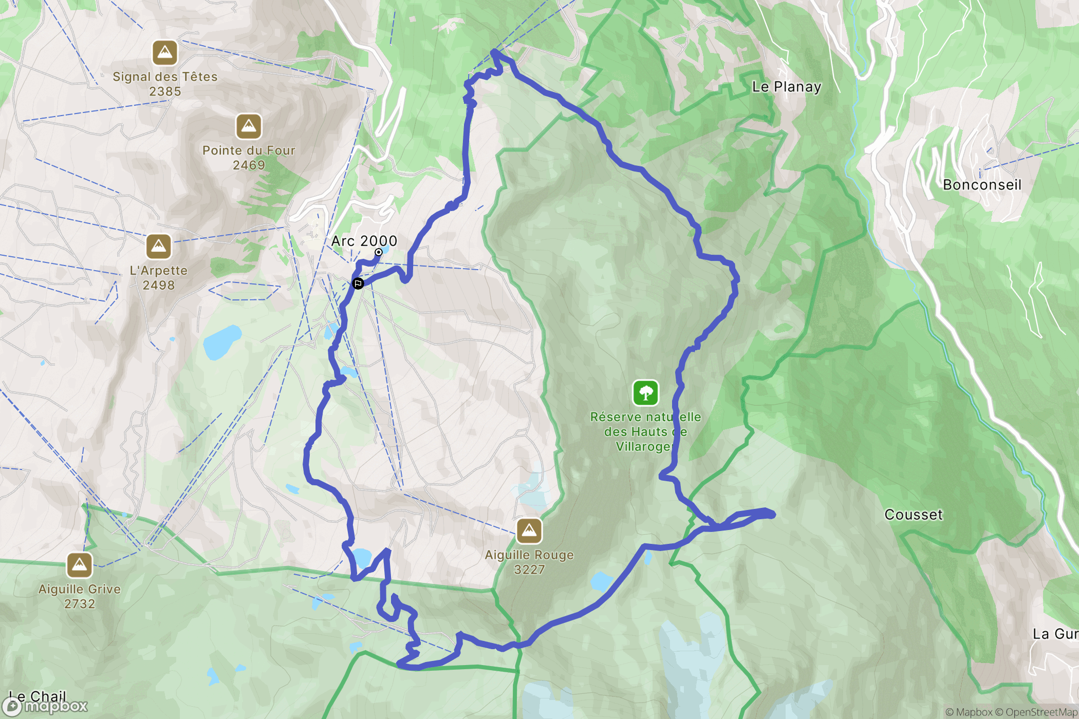Bourg-Saint-Maurice : carte du parcours de randonnée - France